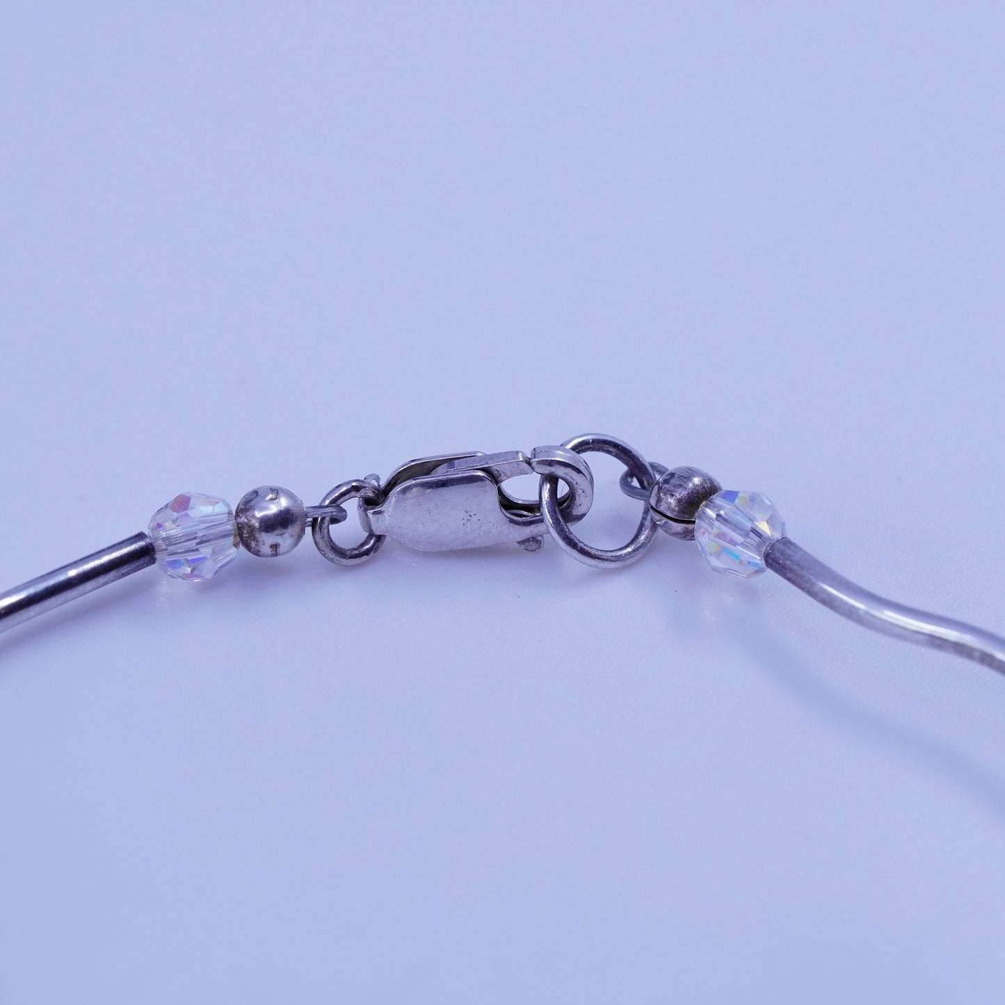 6.75”, vintage Sterling 925 silver curvy wavy bracelet with pearl