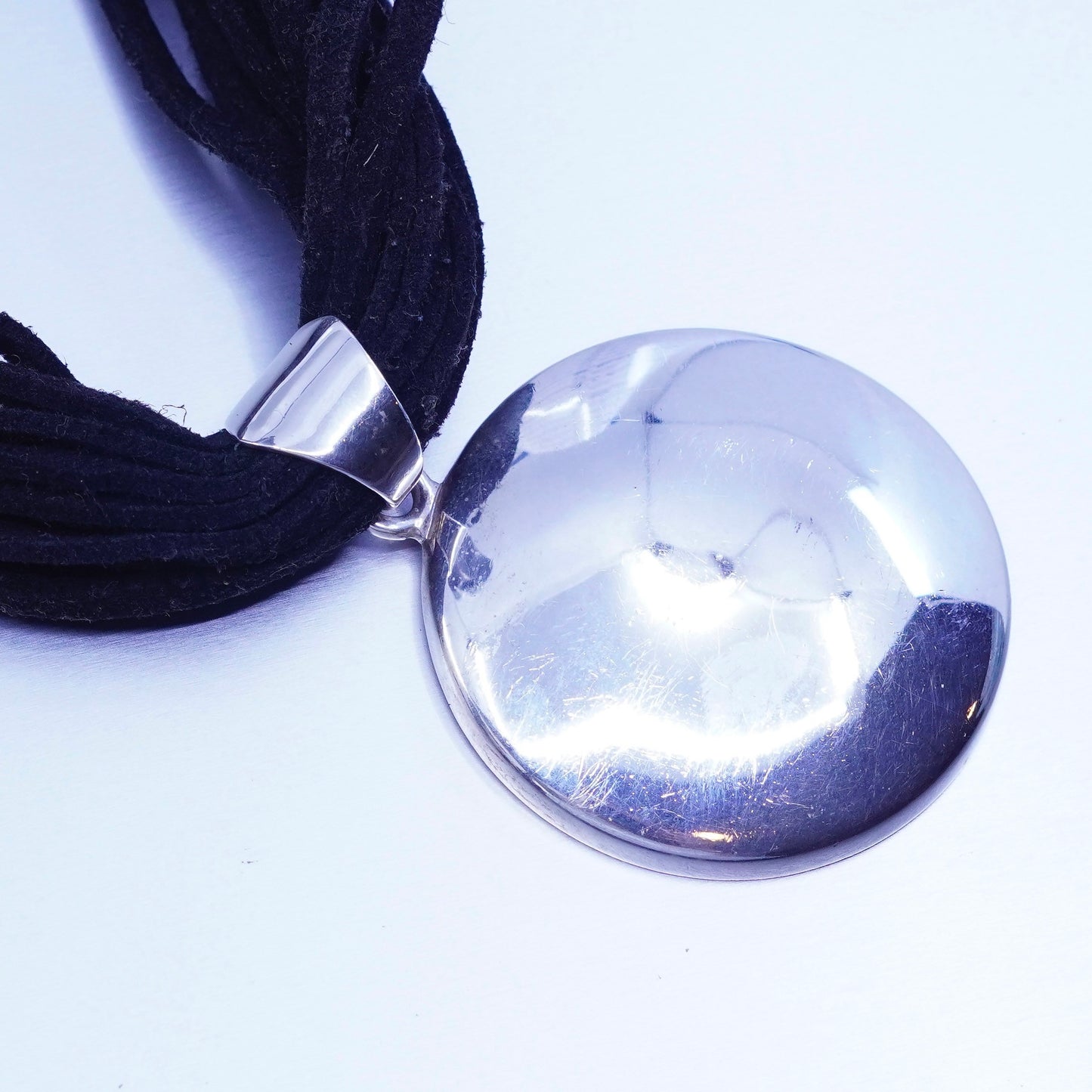17”, Silpada N1107 Sterling 925 Silver Black Leather Multi Strand Necklace
