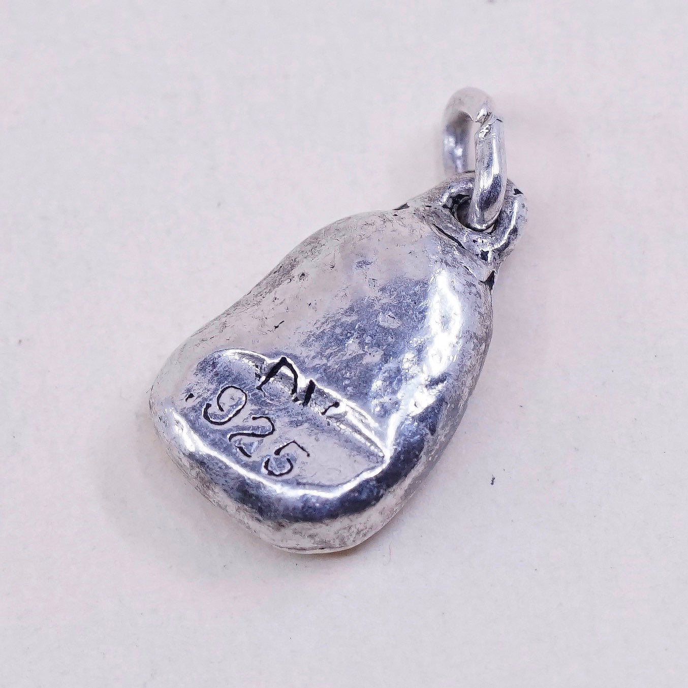 Vintage DV sterling silver Nugget charm, 925 pendant with “hugs”