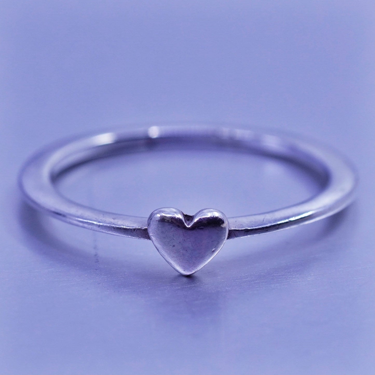 Size 6, southwestern Sterling 925 silver wedding ring, heart stackable band
