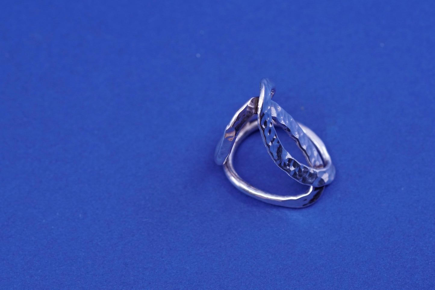 Size 6, vintage Sterling silver handmade wrapped ring, 925 silver hammered band