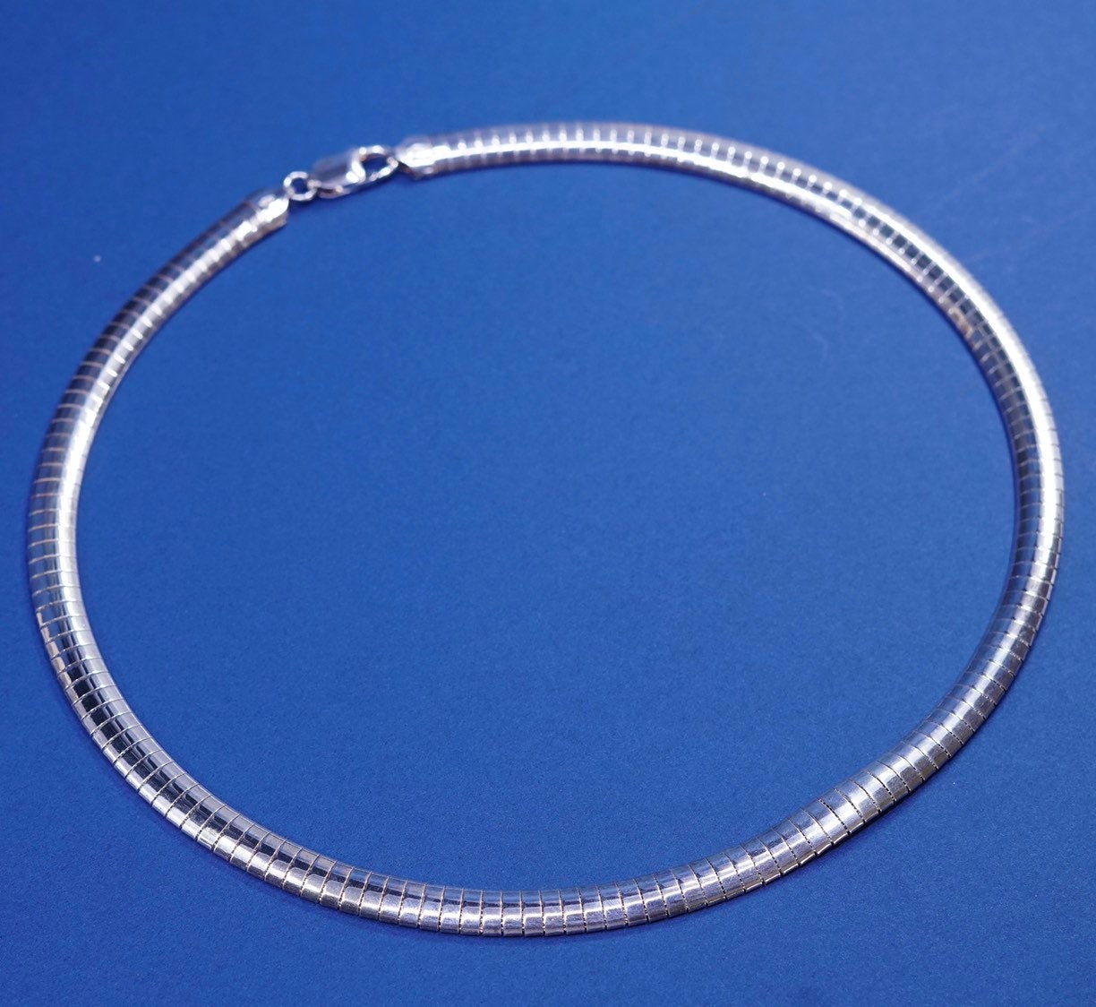 20” 8mm, vtg italy Sterling silver handmade necklace, 925 omega chain