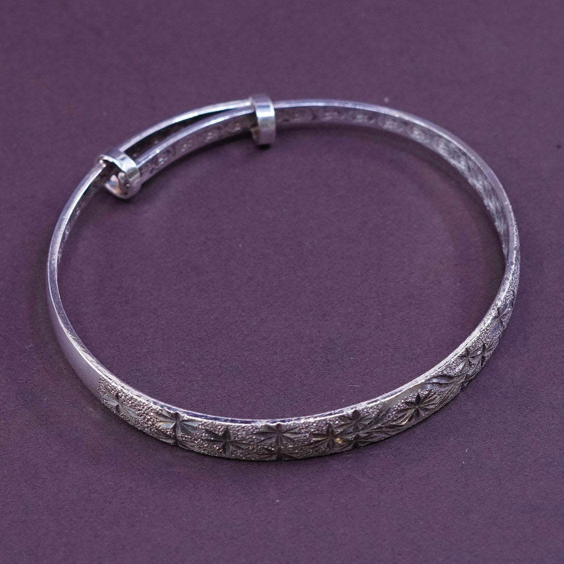 7.5", floral Sterling Silver Signature Slide Modernist Bracelet 925 bangle