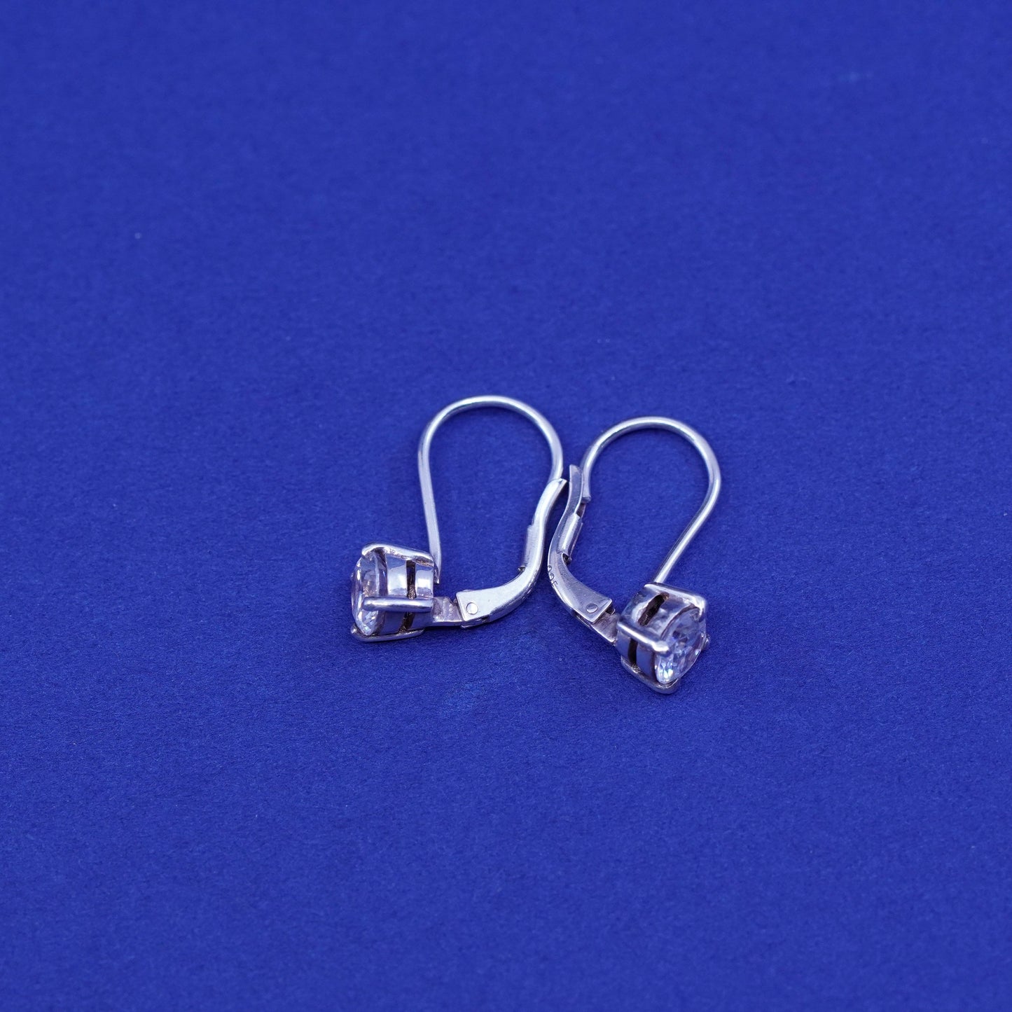 Vintage sterling 925 silver earrings with cz dangles