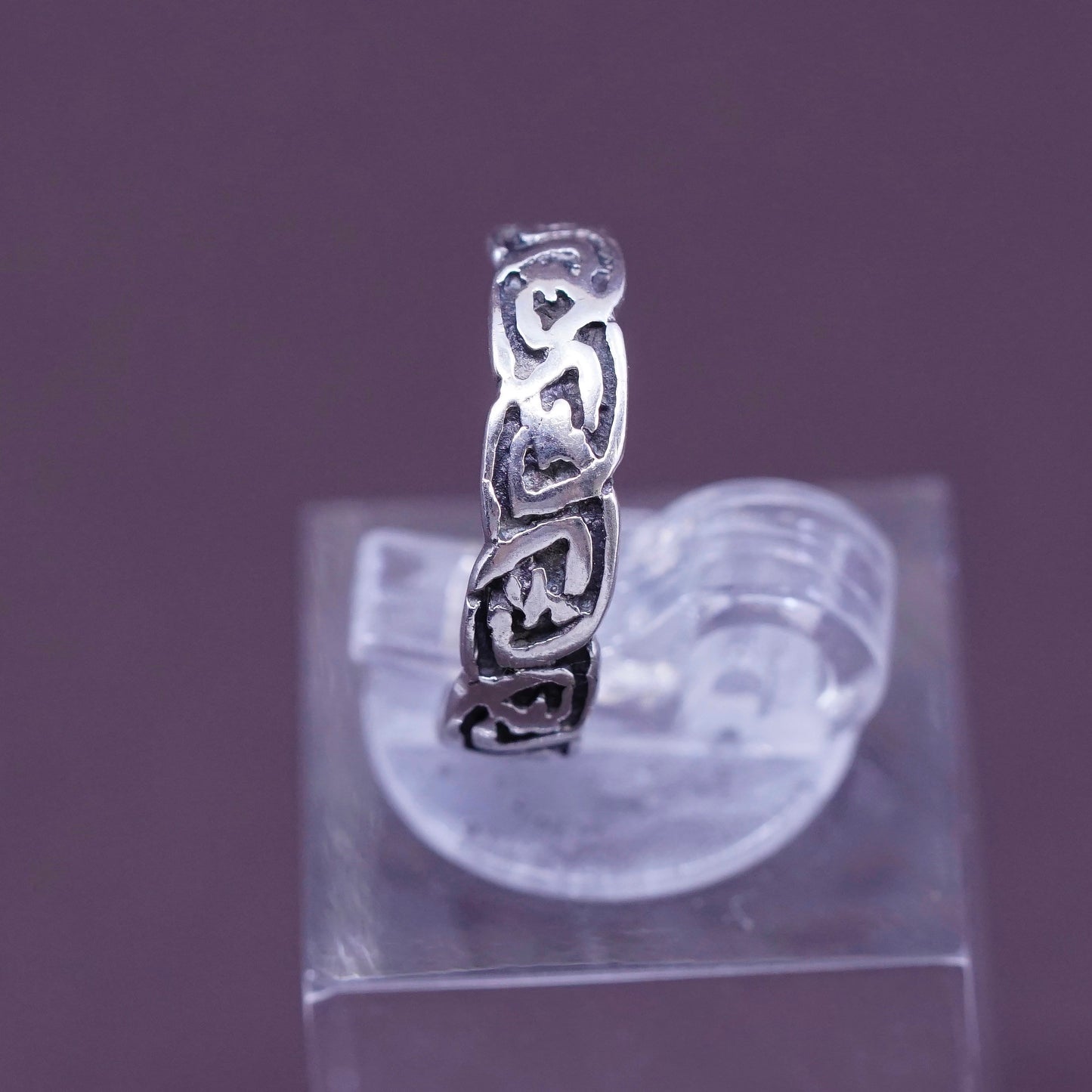 Size 3, vintage Sterling silver handmade ring, 925 textured band, open end