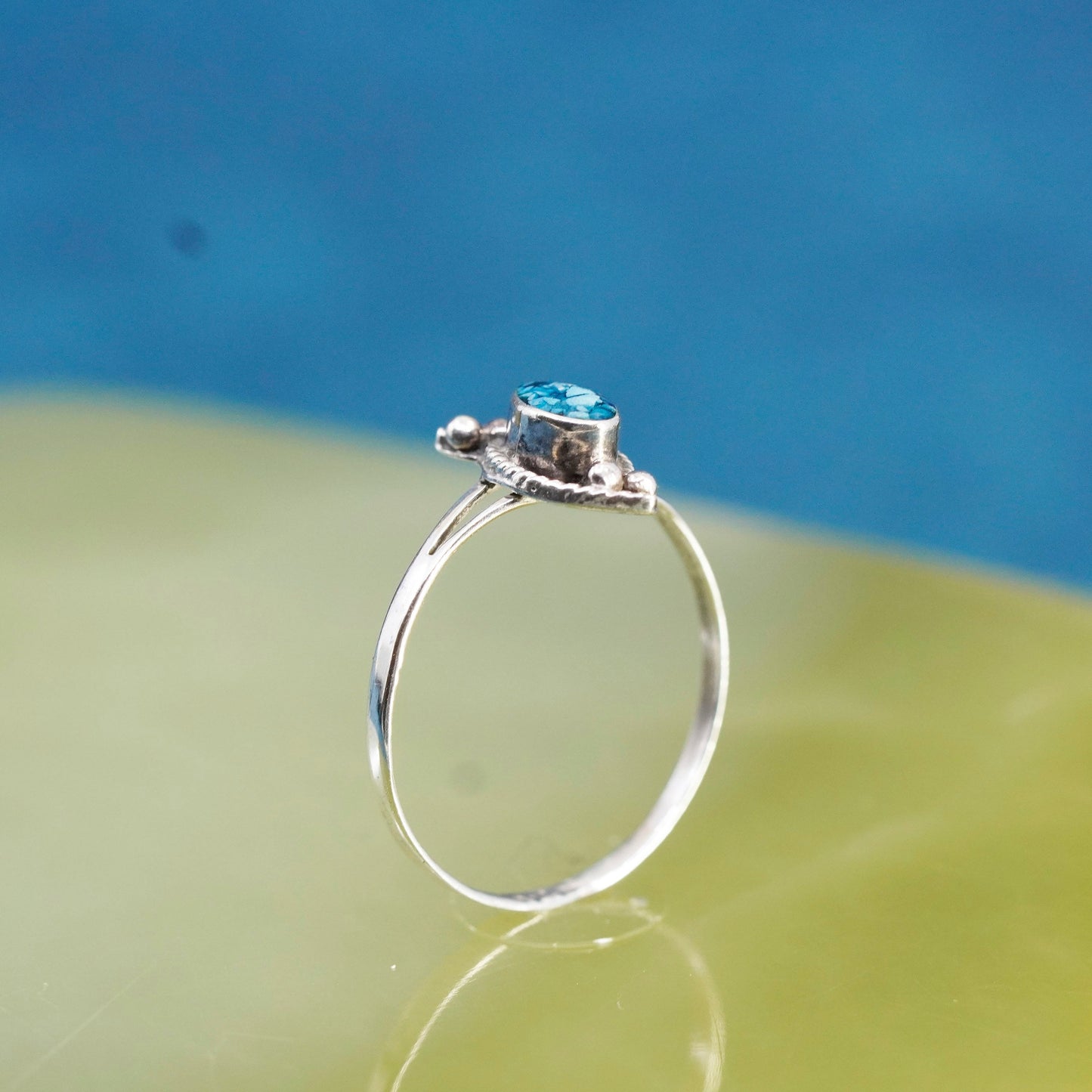 Size 6.5, Native American, southwestern Sterling 925 silver ring with turquoise