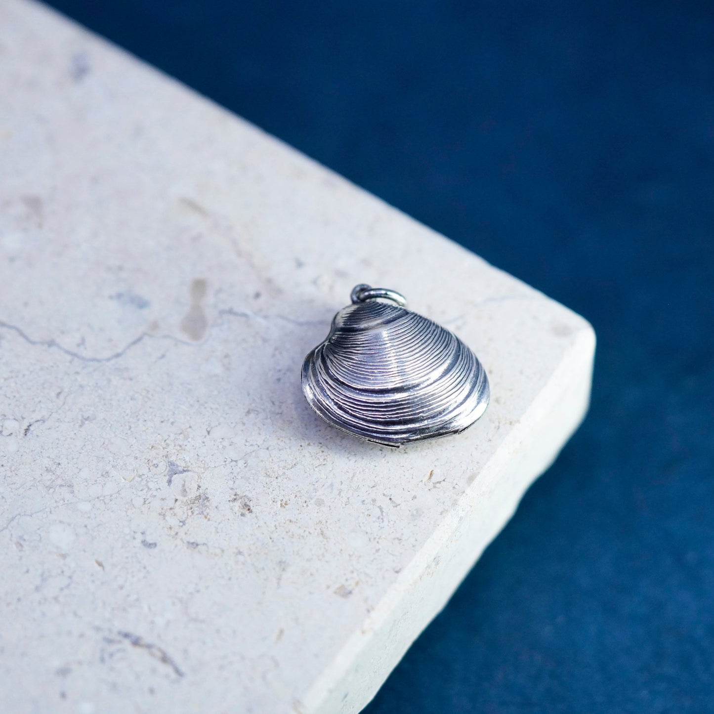 Vintage Sterling silver handmade pendant, shell charm