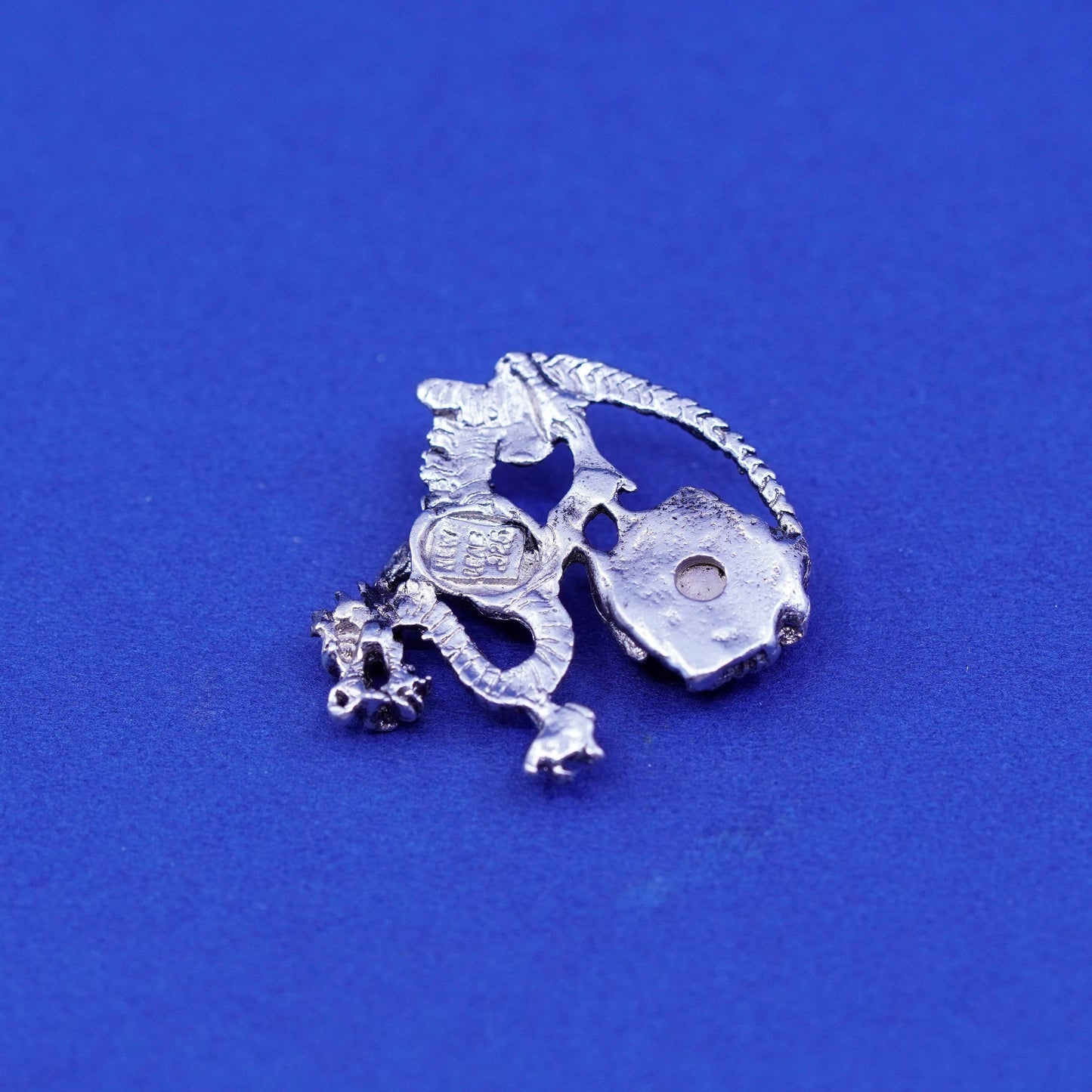 Vintage new leaf sterling silver handmade pendant, 925 dragon charm