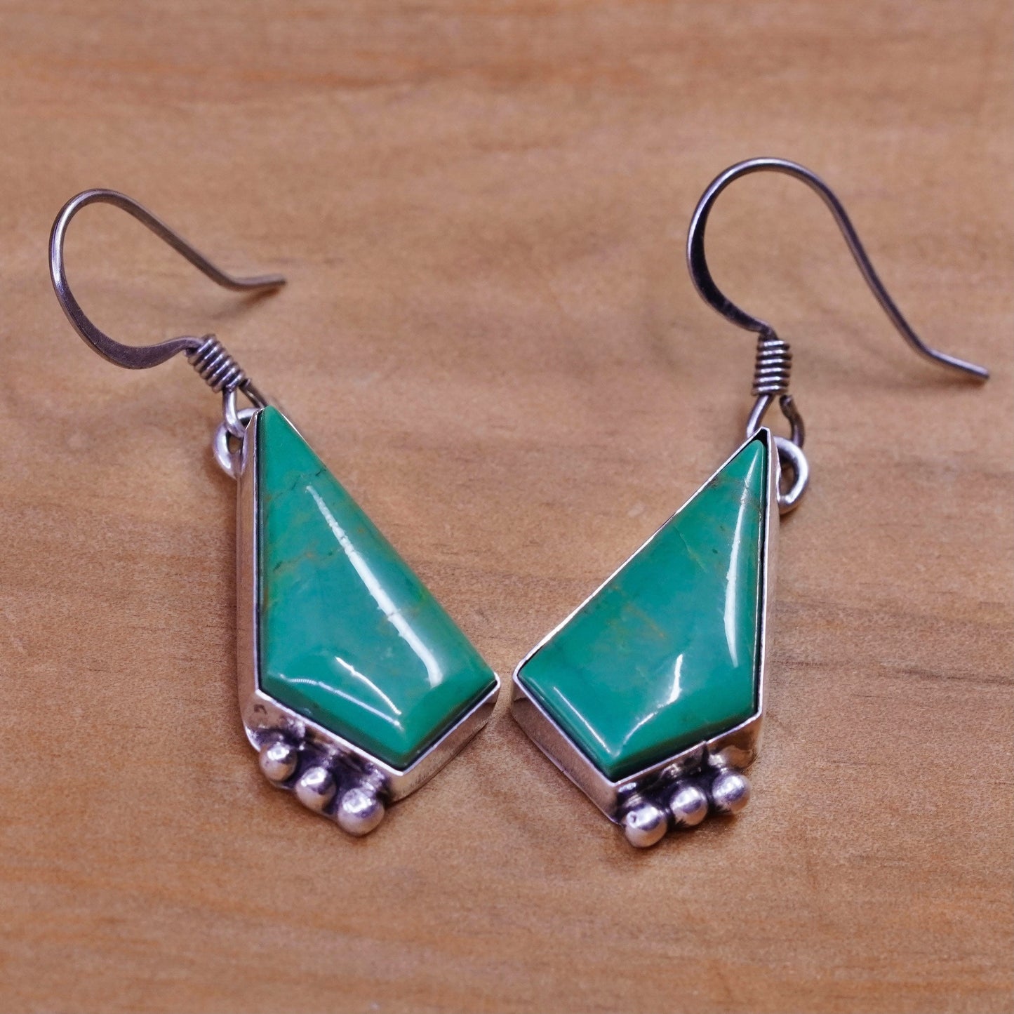 Vintage Sterling 925 silver handmade earrings with turquoise inlay