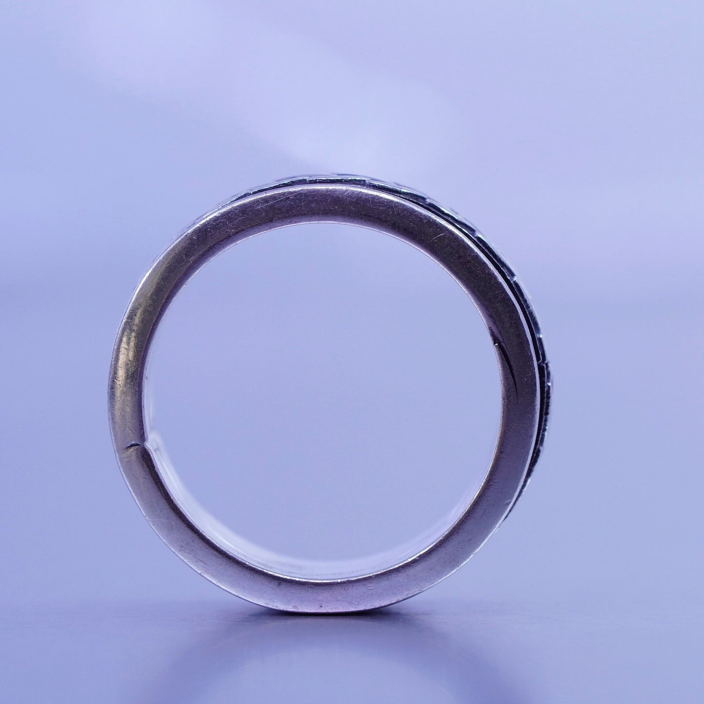 Size 7, southwestern Sterling 925 silver ring, braided woven spinner band