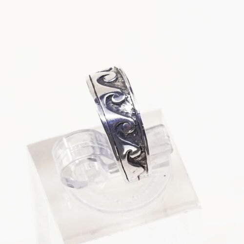 Sz 3.5, hopi Sterling Silver Handmade Ring 925 Band Embossed Wavy
