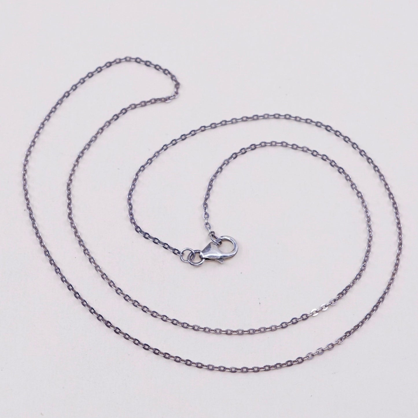 18”, 1mm, Vintage sterling silver circle chain, Italy 925 necklace
