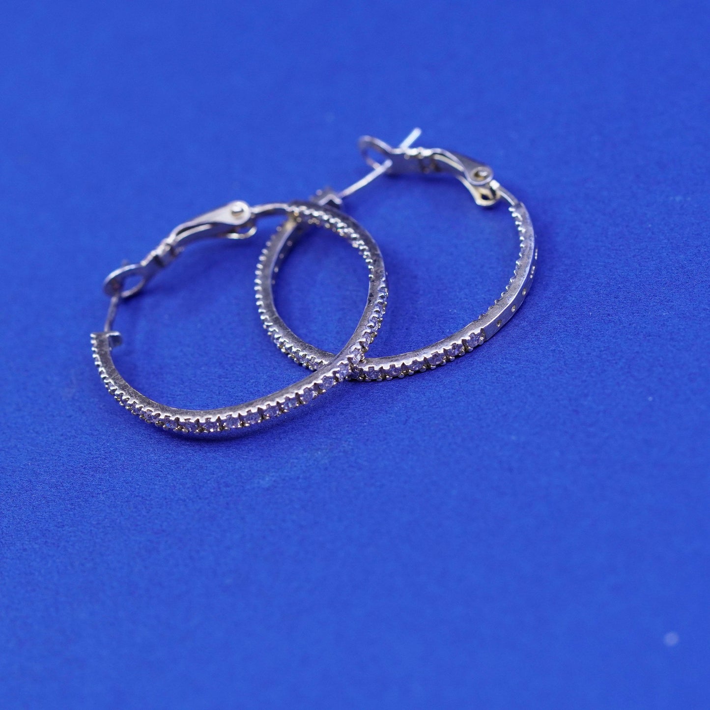 1”, vermeil gold over Sterling silver handmade earrings, 925 hoops, huggie Cz