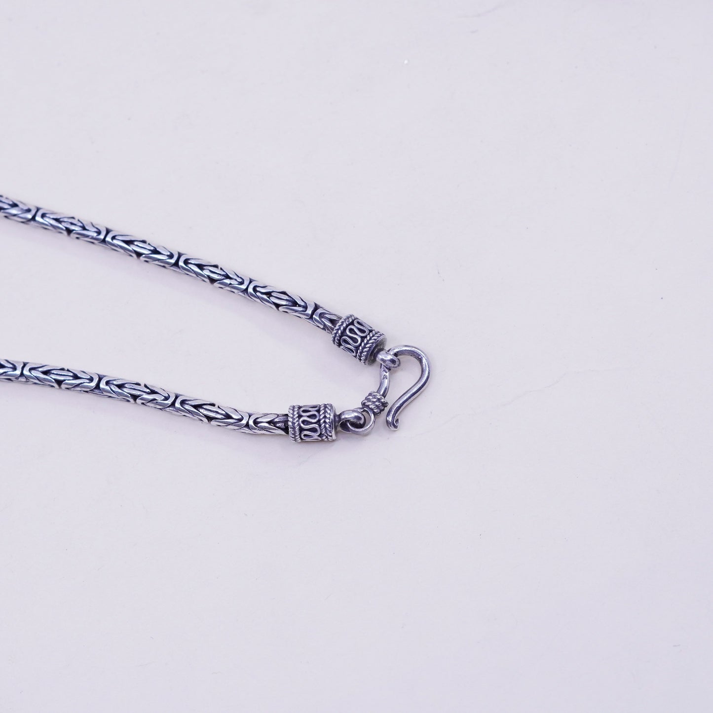 7.75”, bold Sterling silver handmade bracelet, 925 Byzantine, birdcage chain