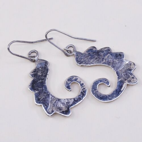 Vtg F Sterling Silver Handmade Earrings, Native American Solid 925 Curvy Wings