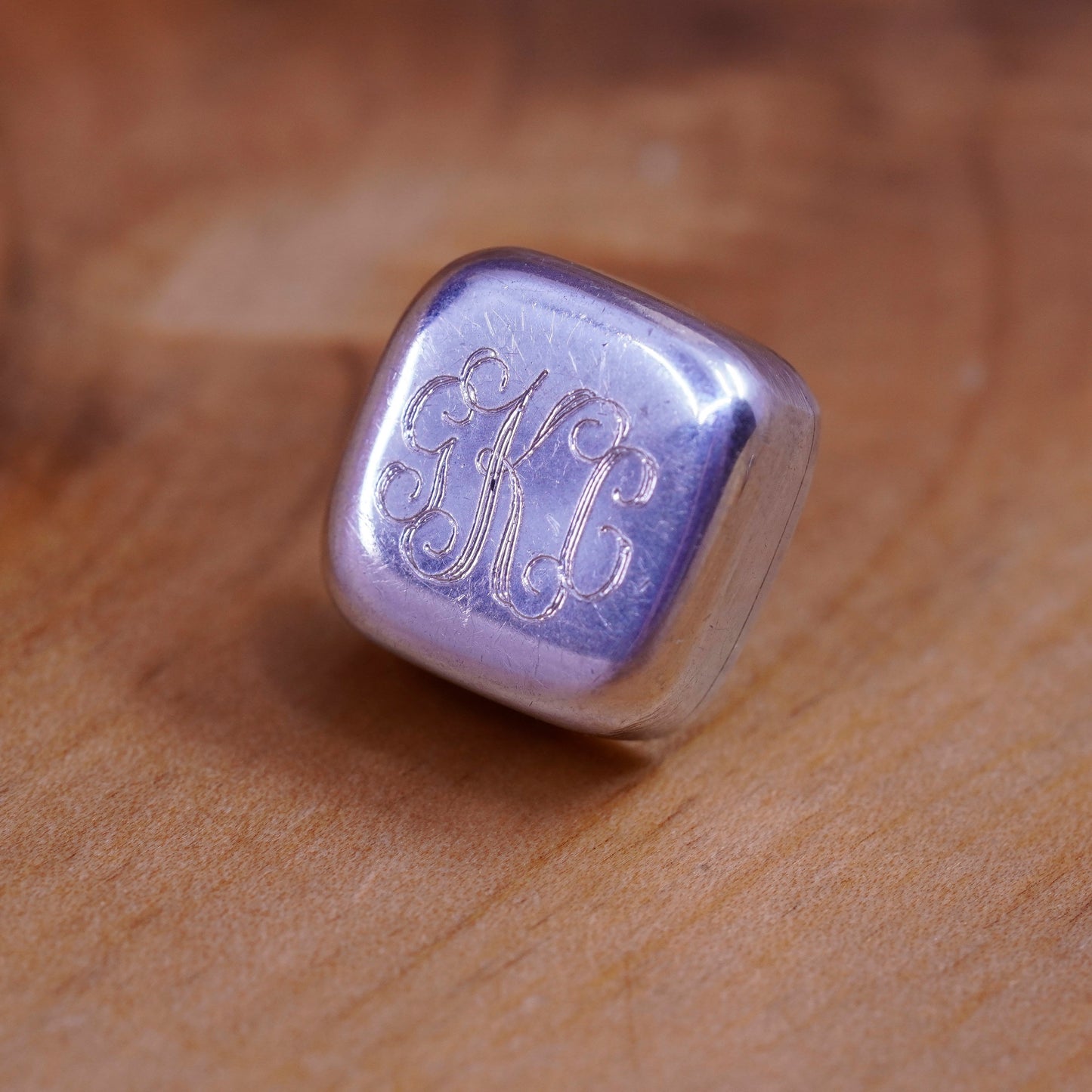 Vintage Sterling silver studs, 925 square earrings monogram “GKC”