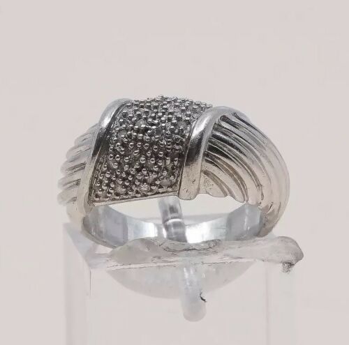 Size 5, Vtg Sterling Silver Handmade Ring, 925 Silver Band W/ Cluster Cz Detail