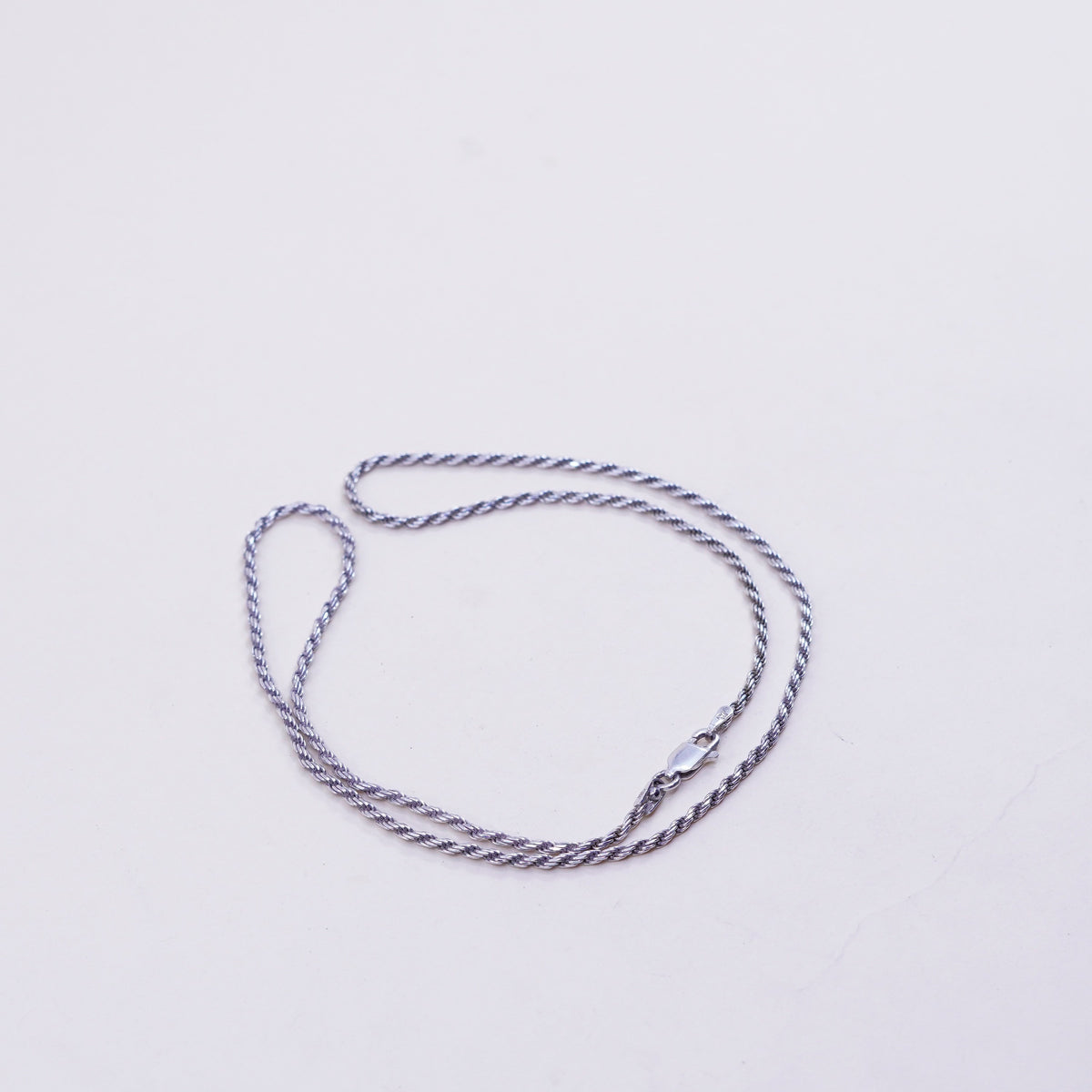 18” 1.6mm, vintage sterling silver necklace, 925 rope chain