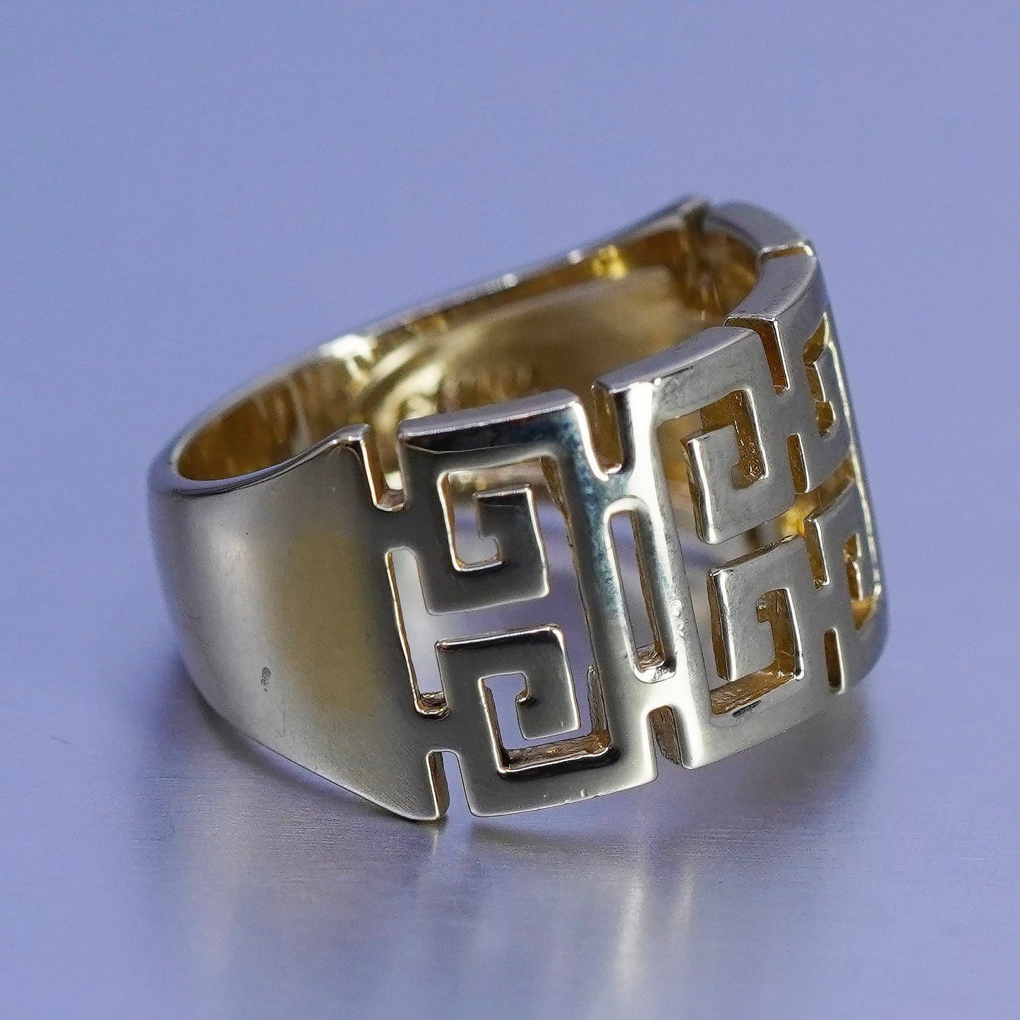 Size 7, vintage vermeil gold filled Sterling 925 silver Greek key ring
