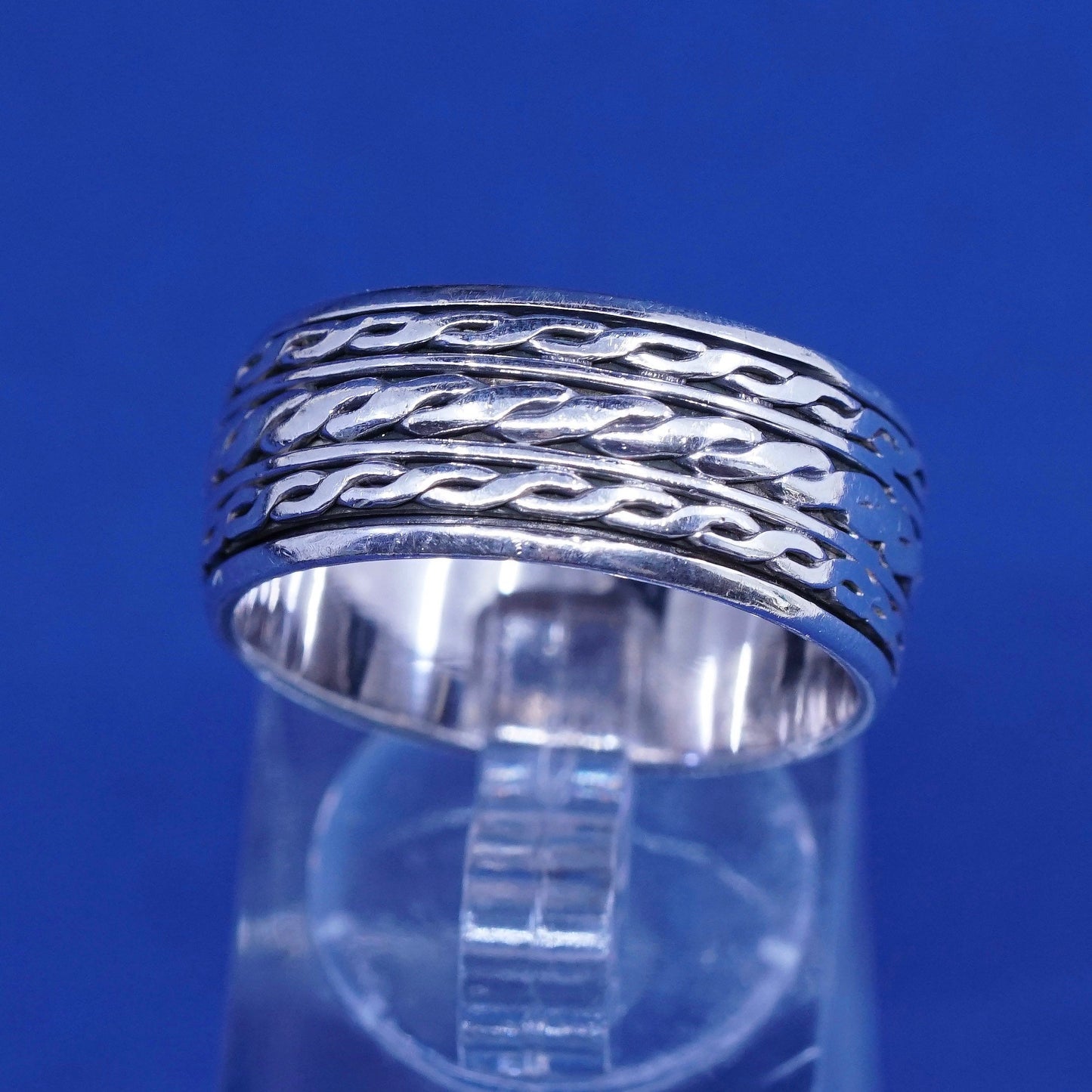 Size 9.25, vintage sterling silver handmade band, 925 spinner ring