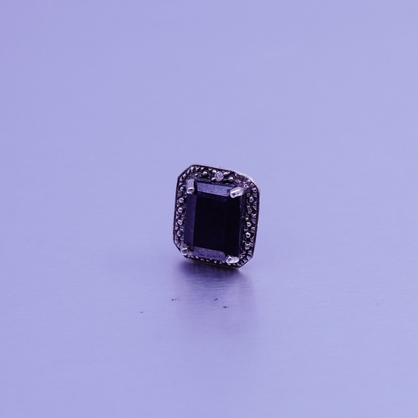 Vintage Sterling 925 silver earrings, studs with obsidian and diamond details