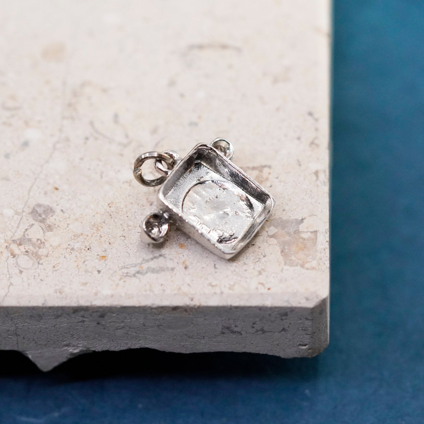 Sterling silver handmade old fashion line telephone, phone pendant, 925 charm
