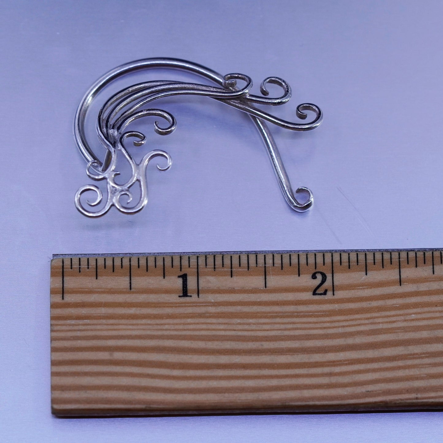 Vintage Sterling silver handmade ear cuff, 925 swirly earring cuff