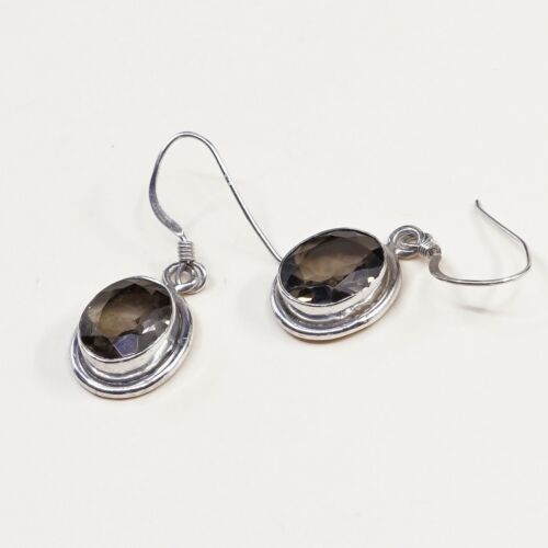 Vtg Sterling silver Handmade earrings w/ topaz Drop Details, Stamped 925