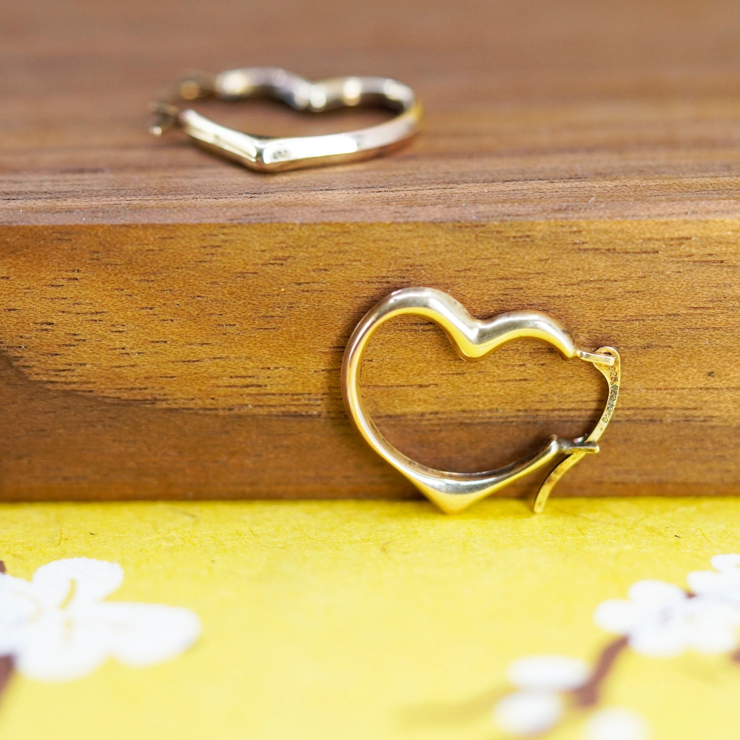 0.75”, vermeil gold over Sterling silver earrings, 925 heart hoops