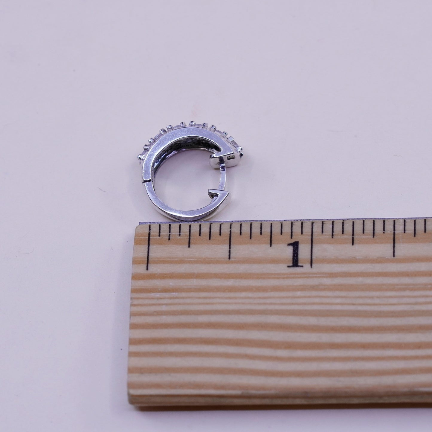 0.5”, Vintage sterling silver earrings, 925 hoops, huggie, with cz