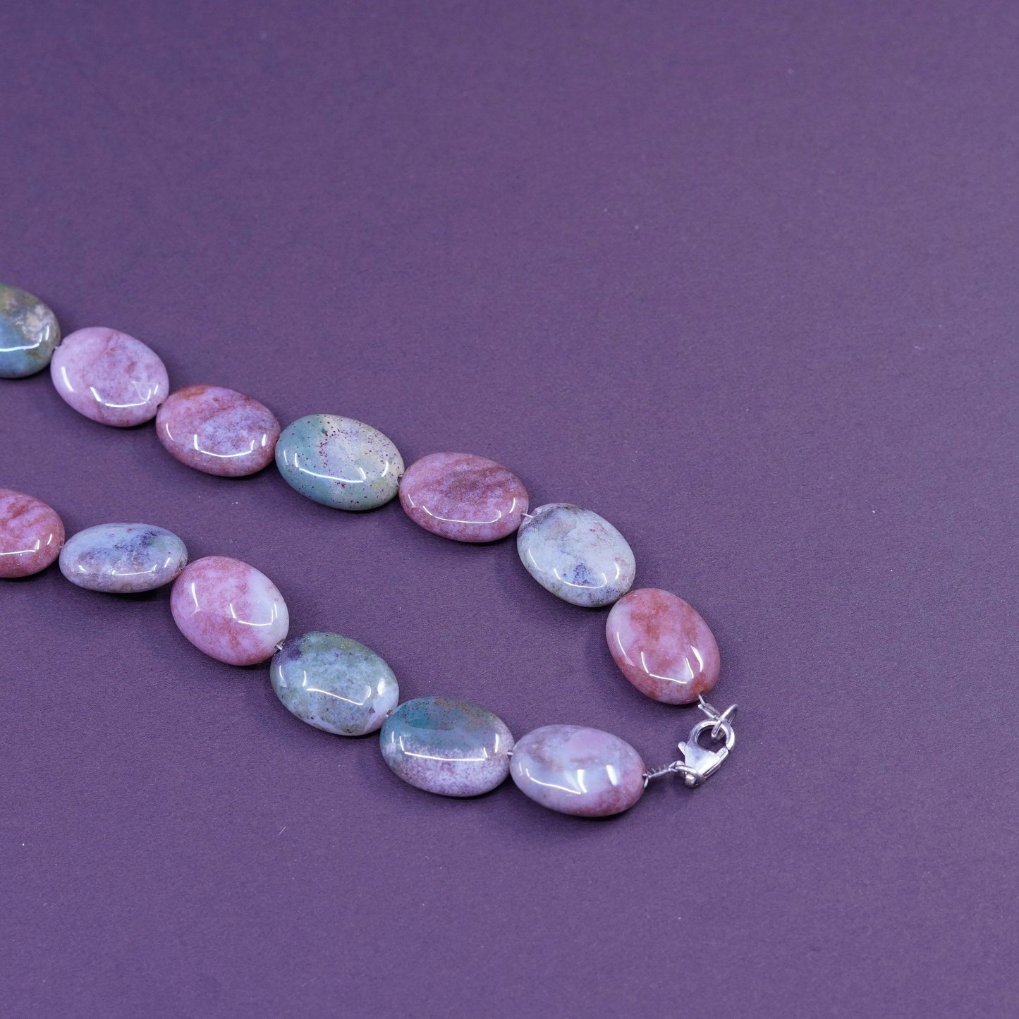 16” Vintage Sterling 925 silver Handmade necklace with jasper