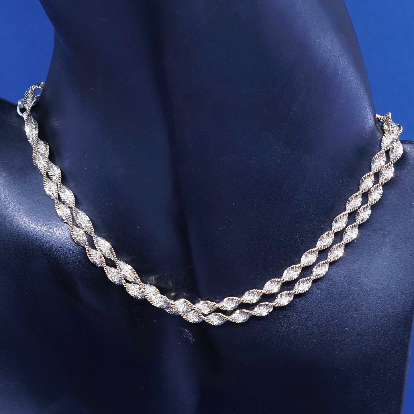 24”, vermeil gold over Sterling silver chain, 925 twisted herringbone necklace