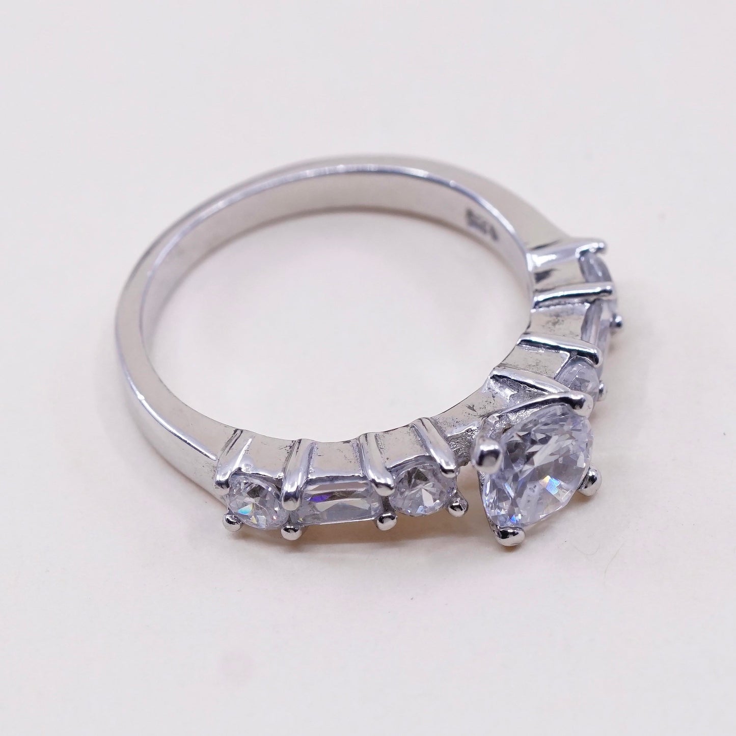 Size 6.25, Sterling silver ring, 925 silver with round cut cz, engagement ring