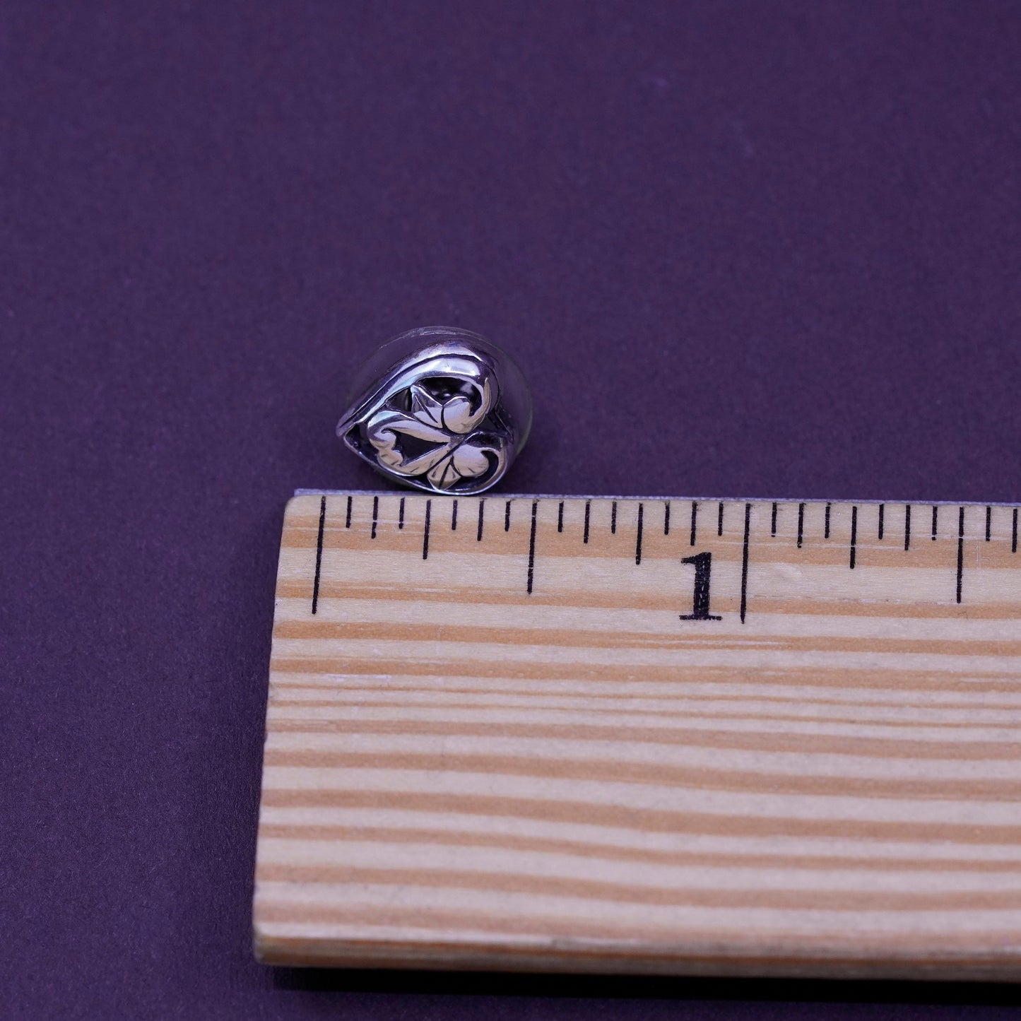 Vintage Sterling silver handmade earrings, filigree 925 heart studs