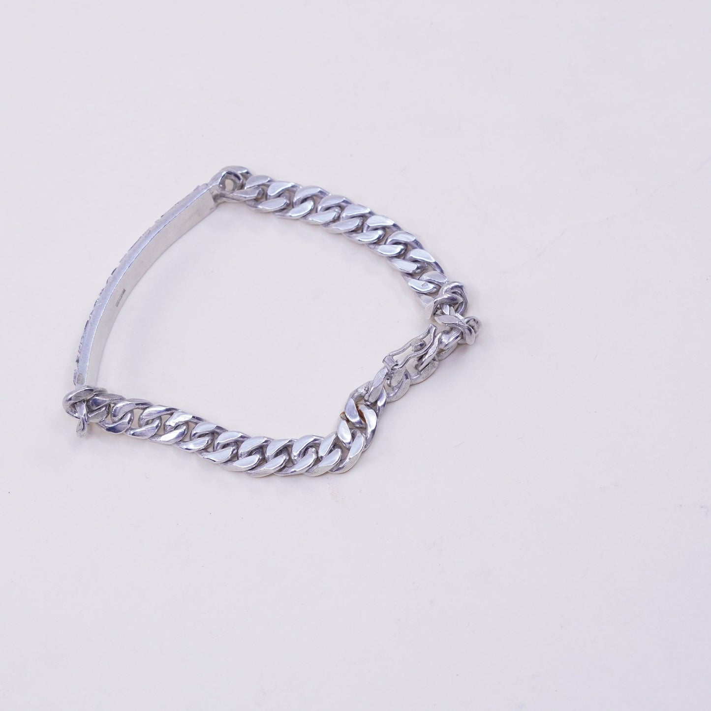 7.5”, Sterling silver handmade bracelet, 925 curb chain name tag jane kurtin