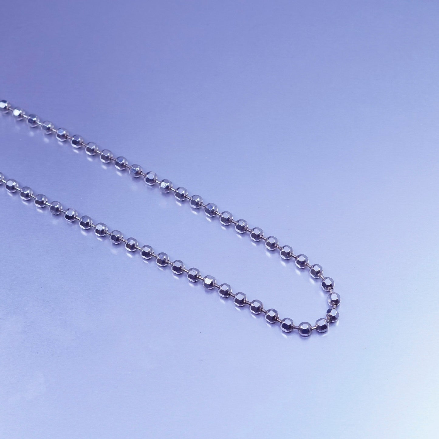 30” 3mm, vintage Italy Milor Sterling 925 silver bead chain necklace