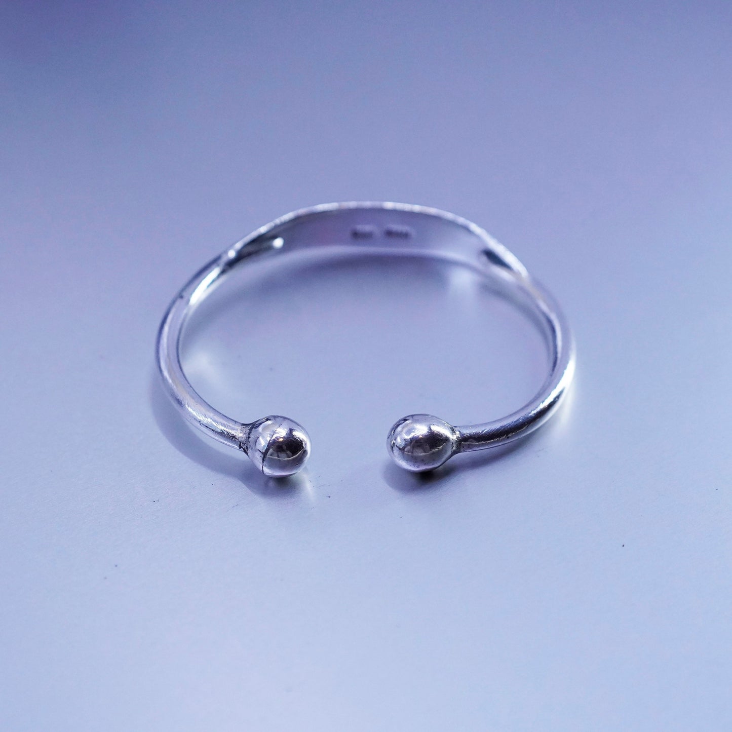 6.5”, Vintage Siam Sterling 925 silver handmade bracelet, cuff with beads