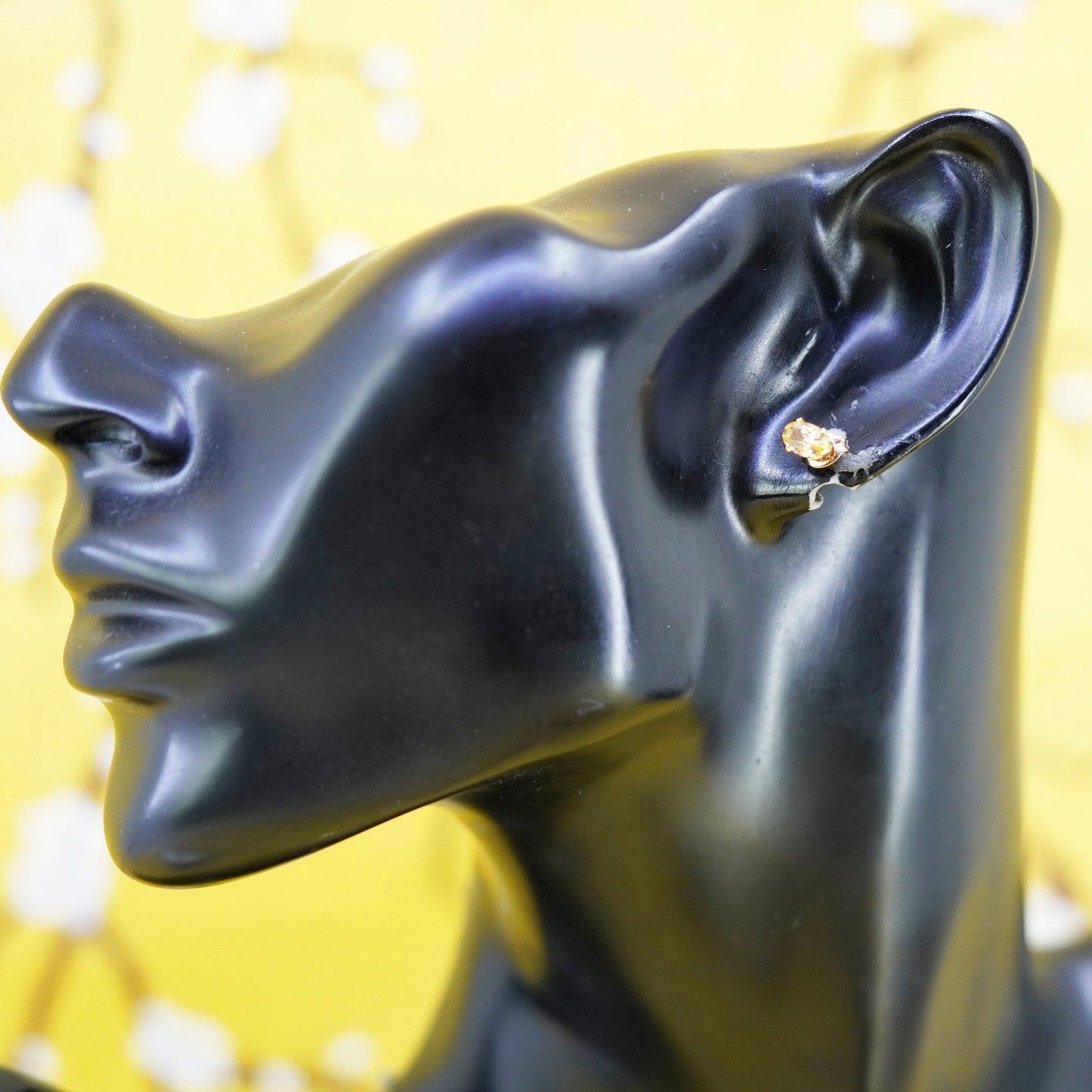 Vintage vermeil gold over Sterling silver handmade earrings, 925 studs citrine