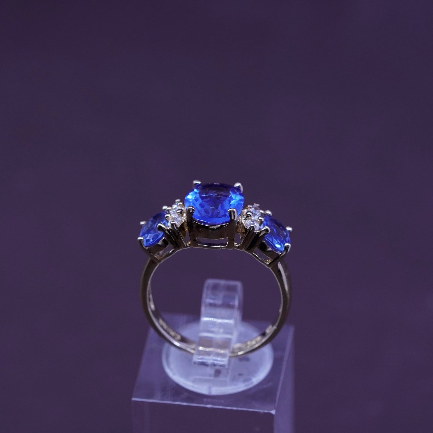 Size 8, vermeil gold over Sterling 925 silver handmade ring with topaz and cz