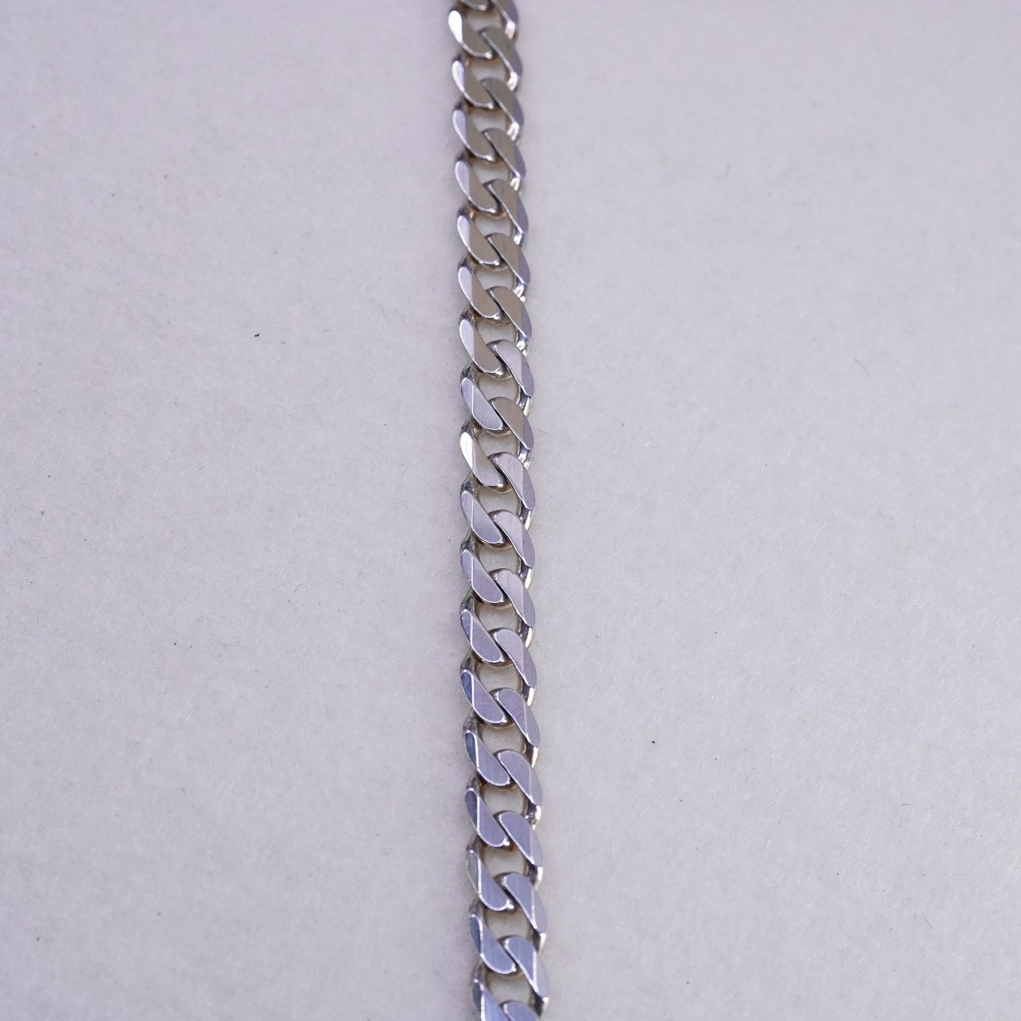 20” 7mm, vintage Italy Sterling 925 silver flatten curb chain necklace