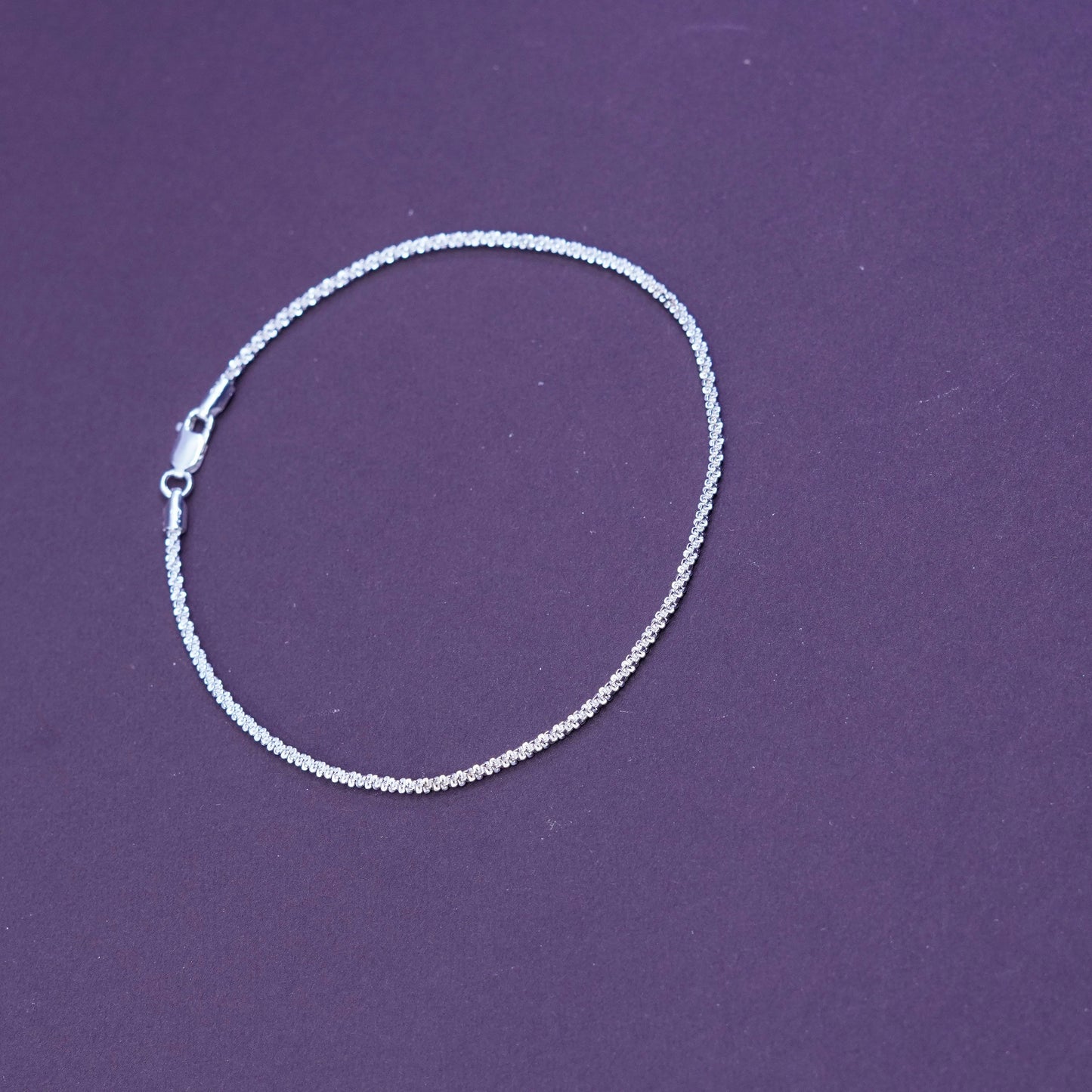 9”, 2mm, vintage Sterling silver bracelet, solid 925 silver twisted fancy chain
