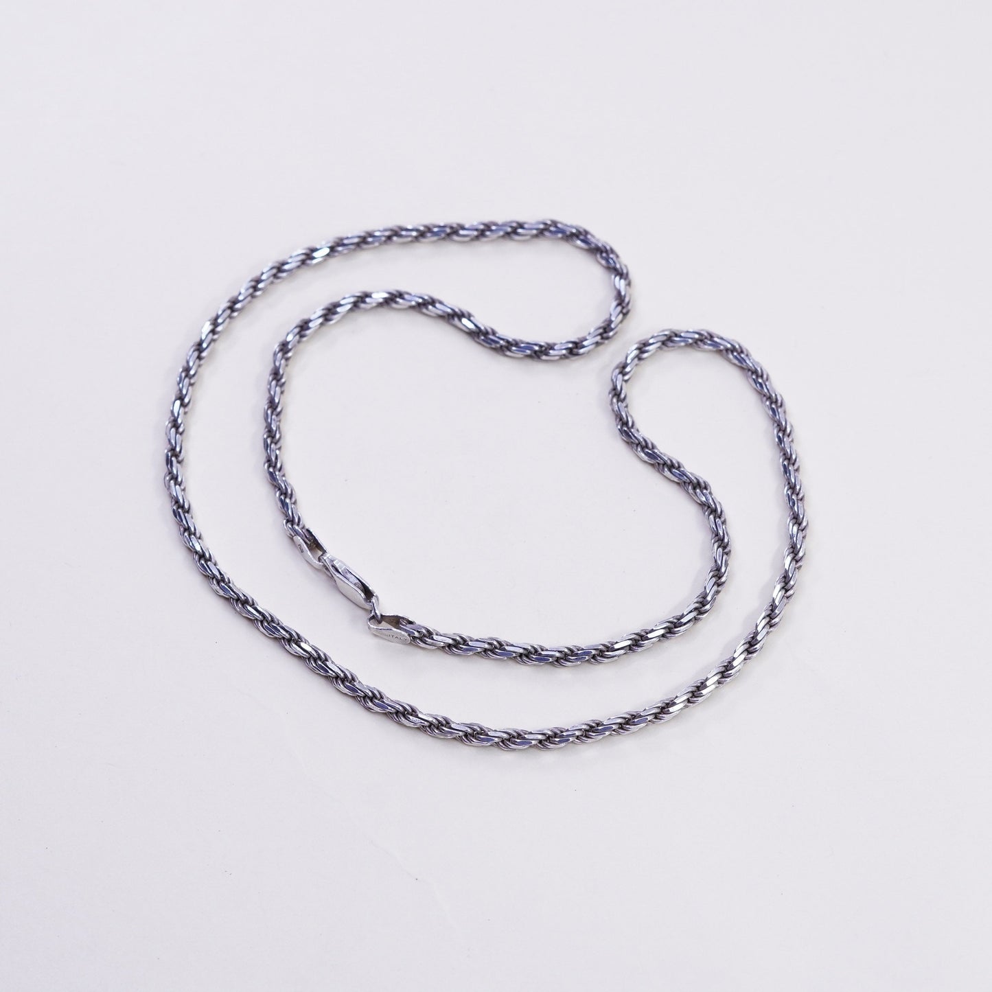 20”, 3mm, vintage Sterling silver necklace, 925 diamond rope chain