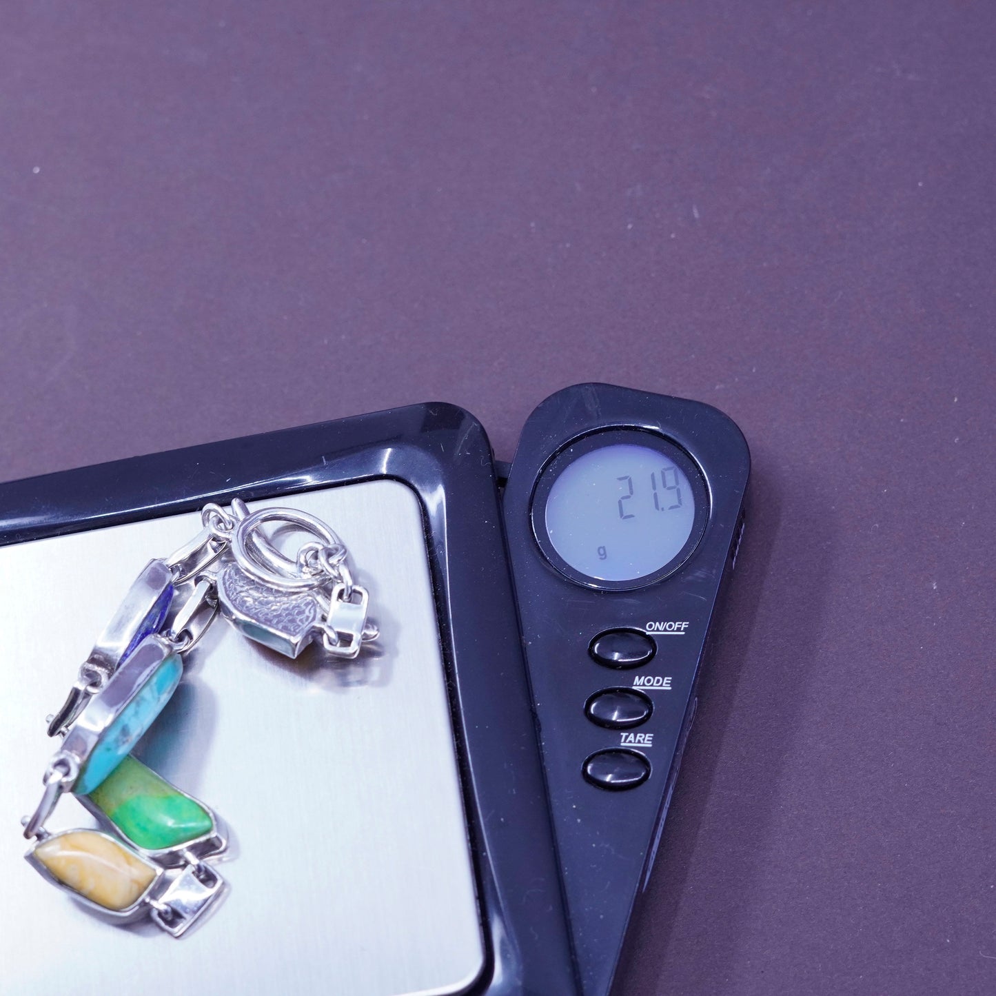 6.75”, mexico Sterling 925 silver bracelet with lapis lazuli amber turquoise