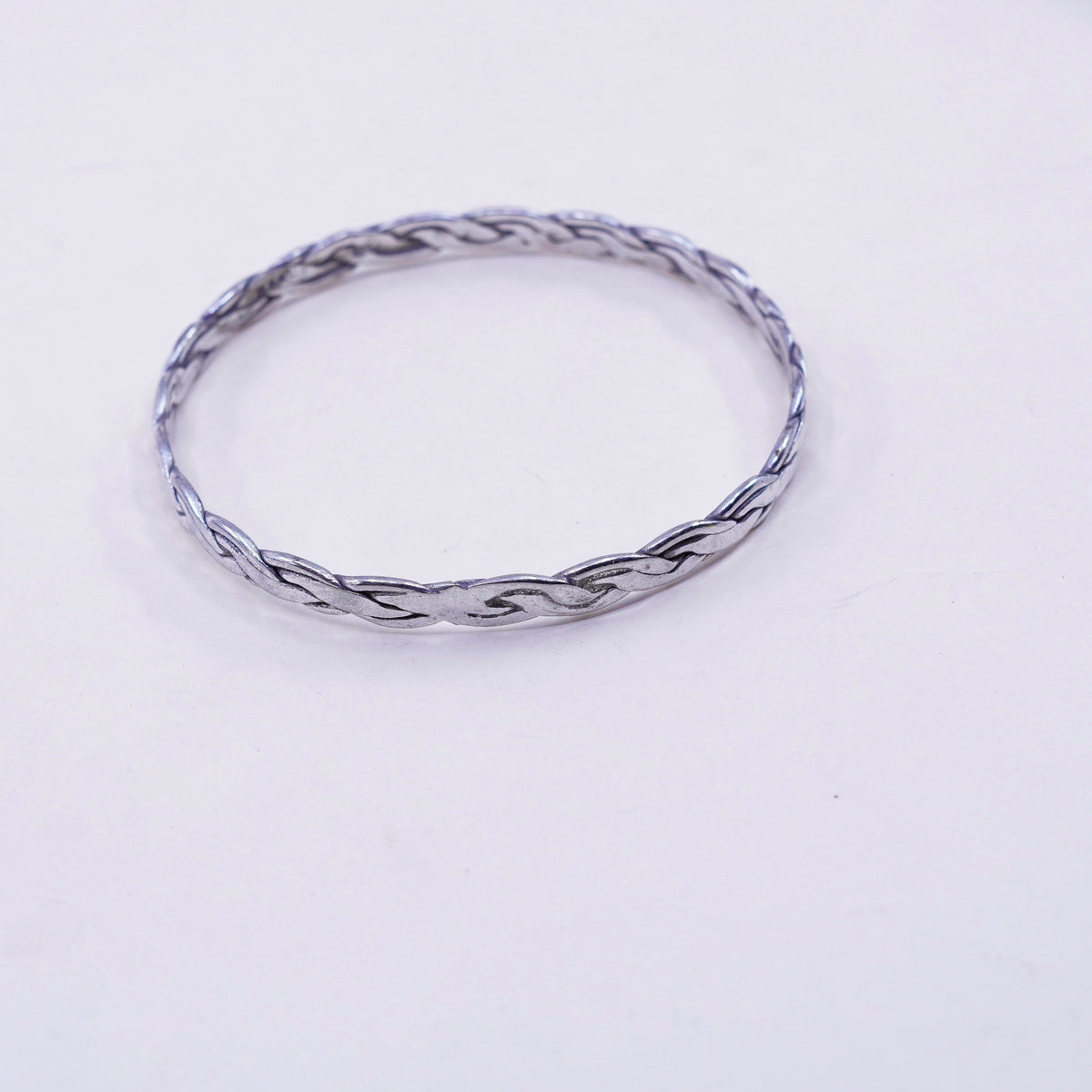 7.75” 5mm, Vintage sterling silver handmade bracelet, 925 cable bangle