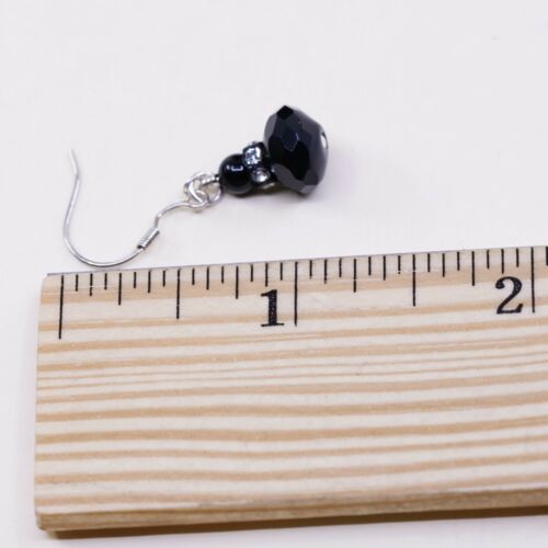 Vintage Sterling Silver Handmade Earrings, 925 Dangles W/ Obsidian N Cz