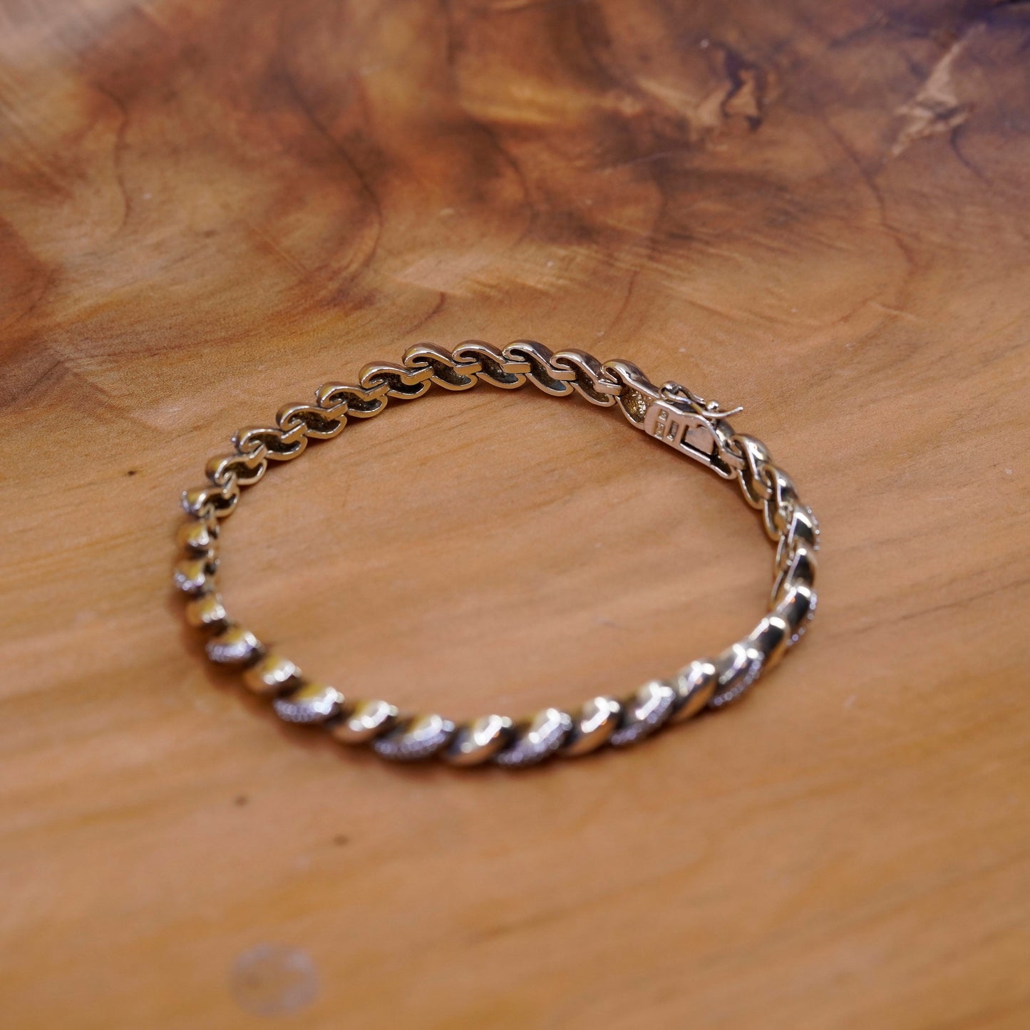 7.25”, vermeil gold over Sterling 925 silver tennis bracelet San Marco diamonds