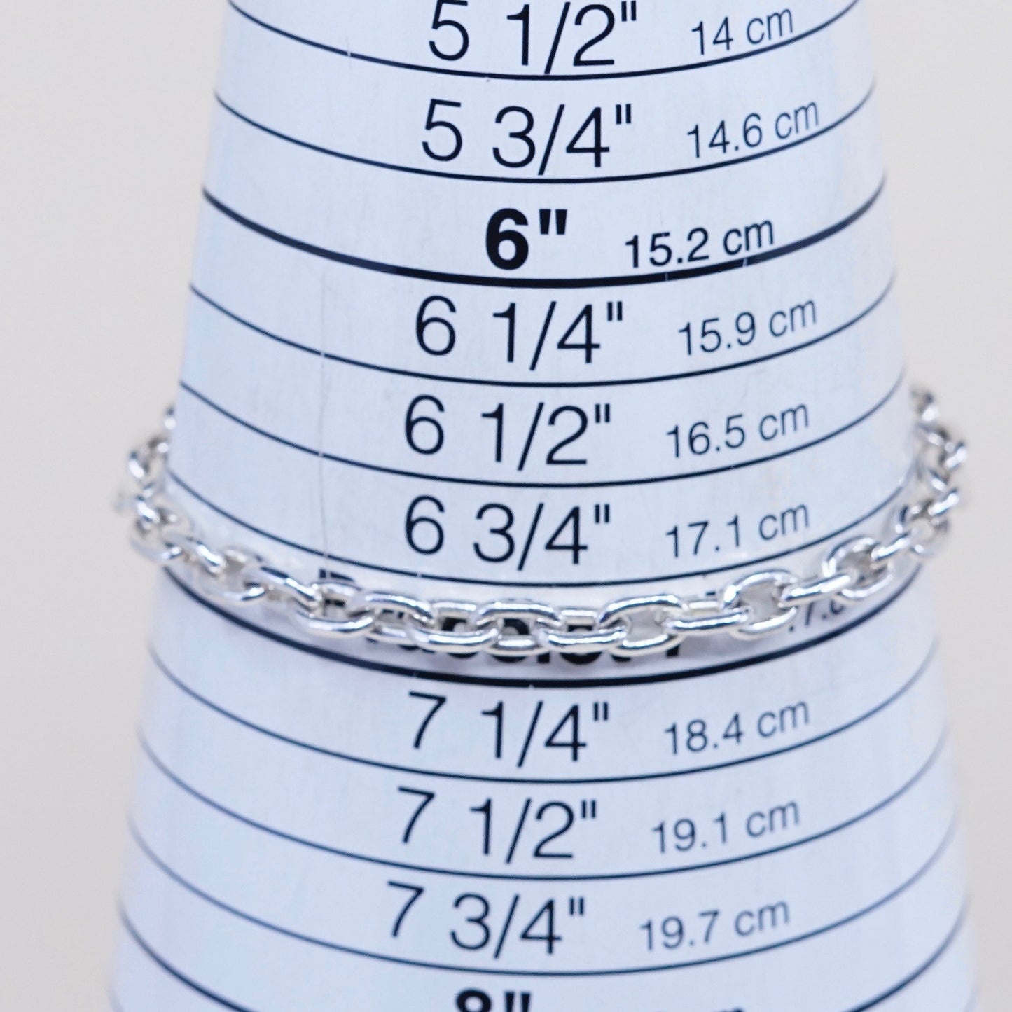 7”, 5mm, Vintage sterling silver handmade bracelet, 925 silver oval link chain