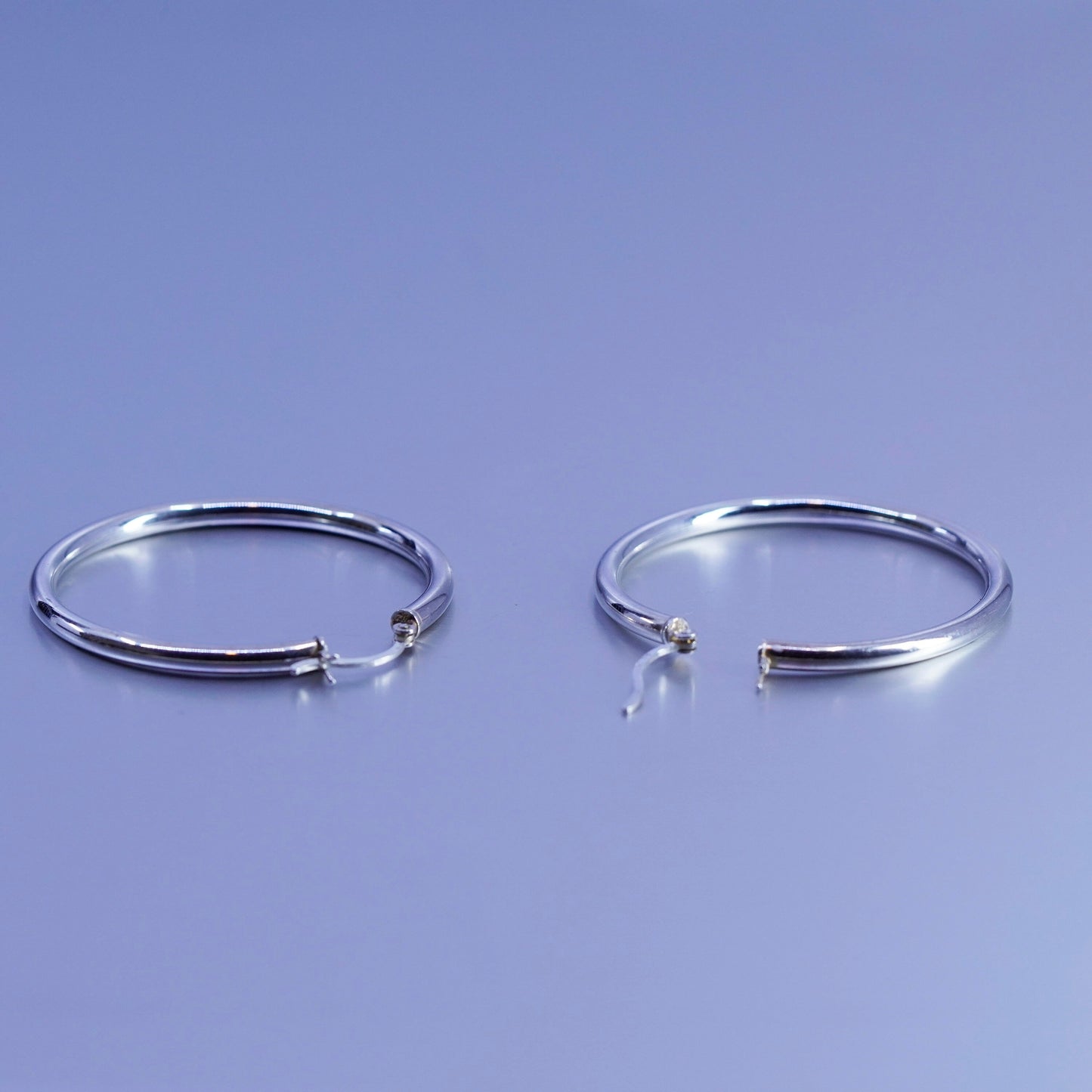 1.5”, vintage Italy Sterling silver handmade earrings, bold 925 hoops