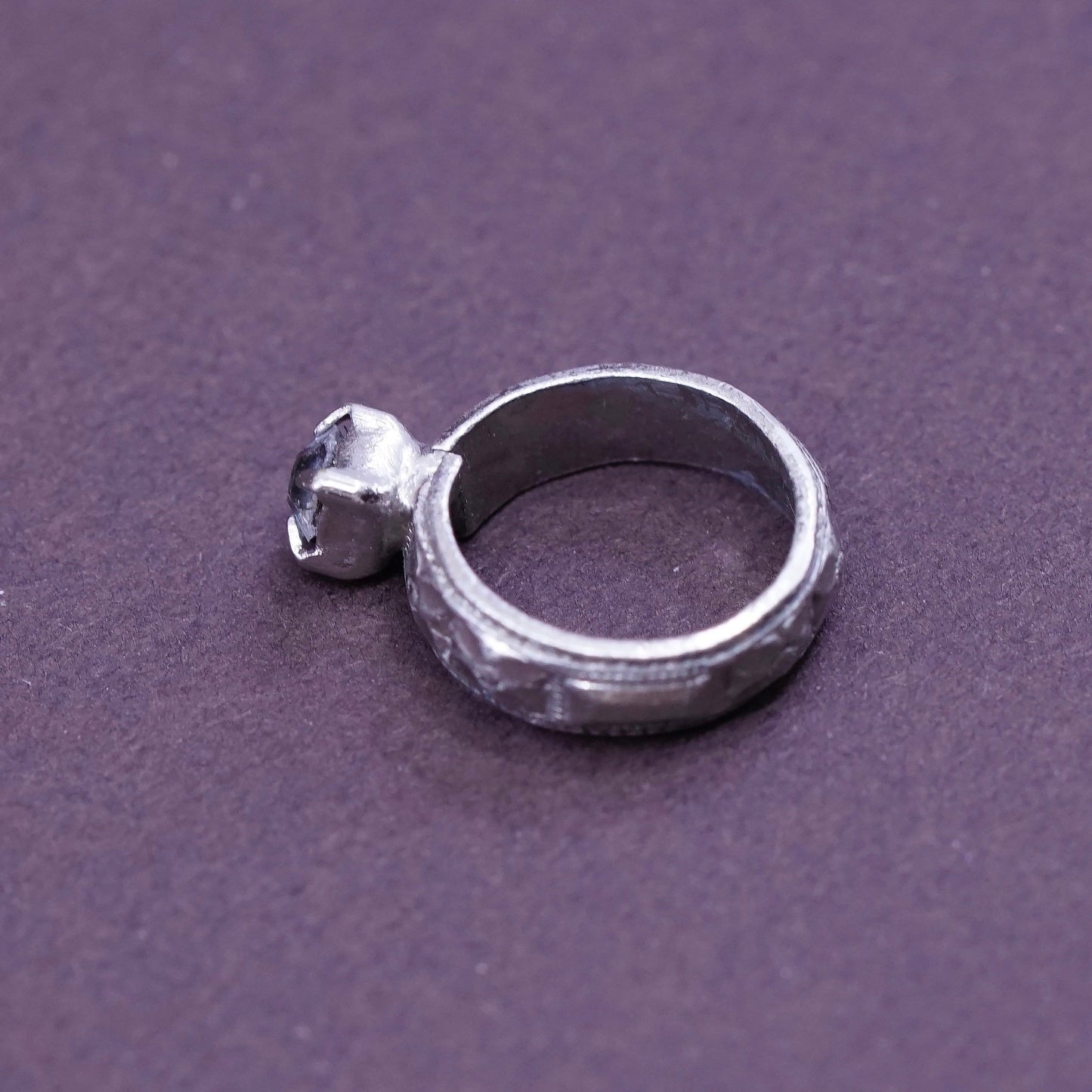 Vintage Sterling silver handmade pendant, 925 wedding ring charm with cz
