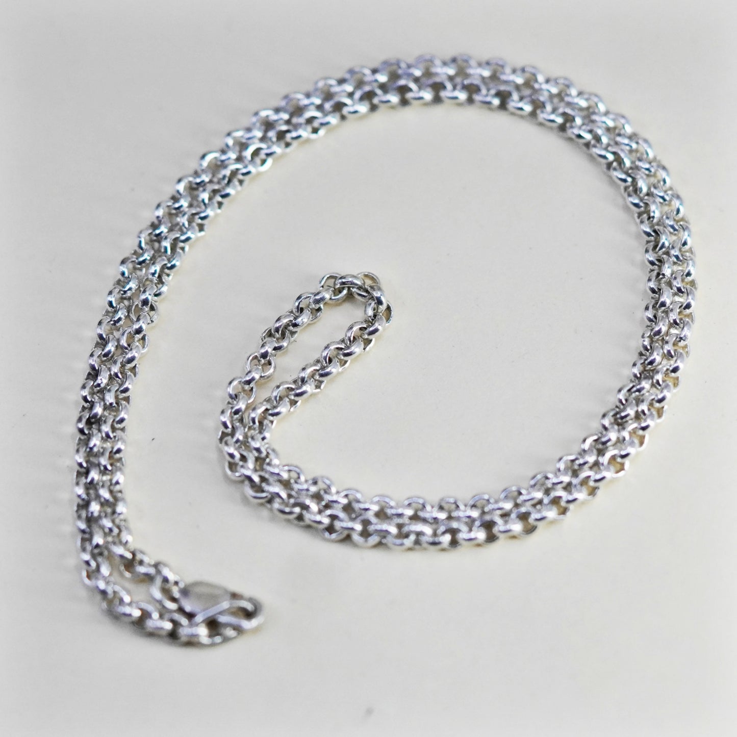 18”, 3mm, Vintage sterling silver circle chain, 925 necklace